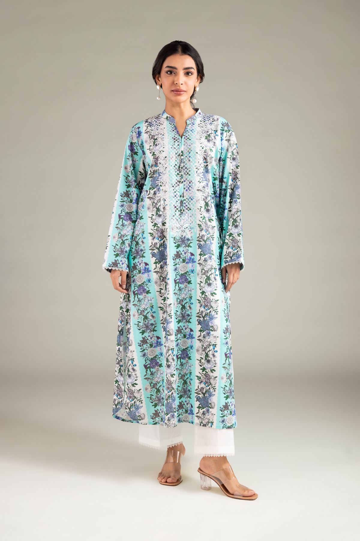 Dyed Textured Lawn Pants - 1-26-130-A-B-VG