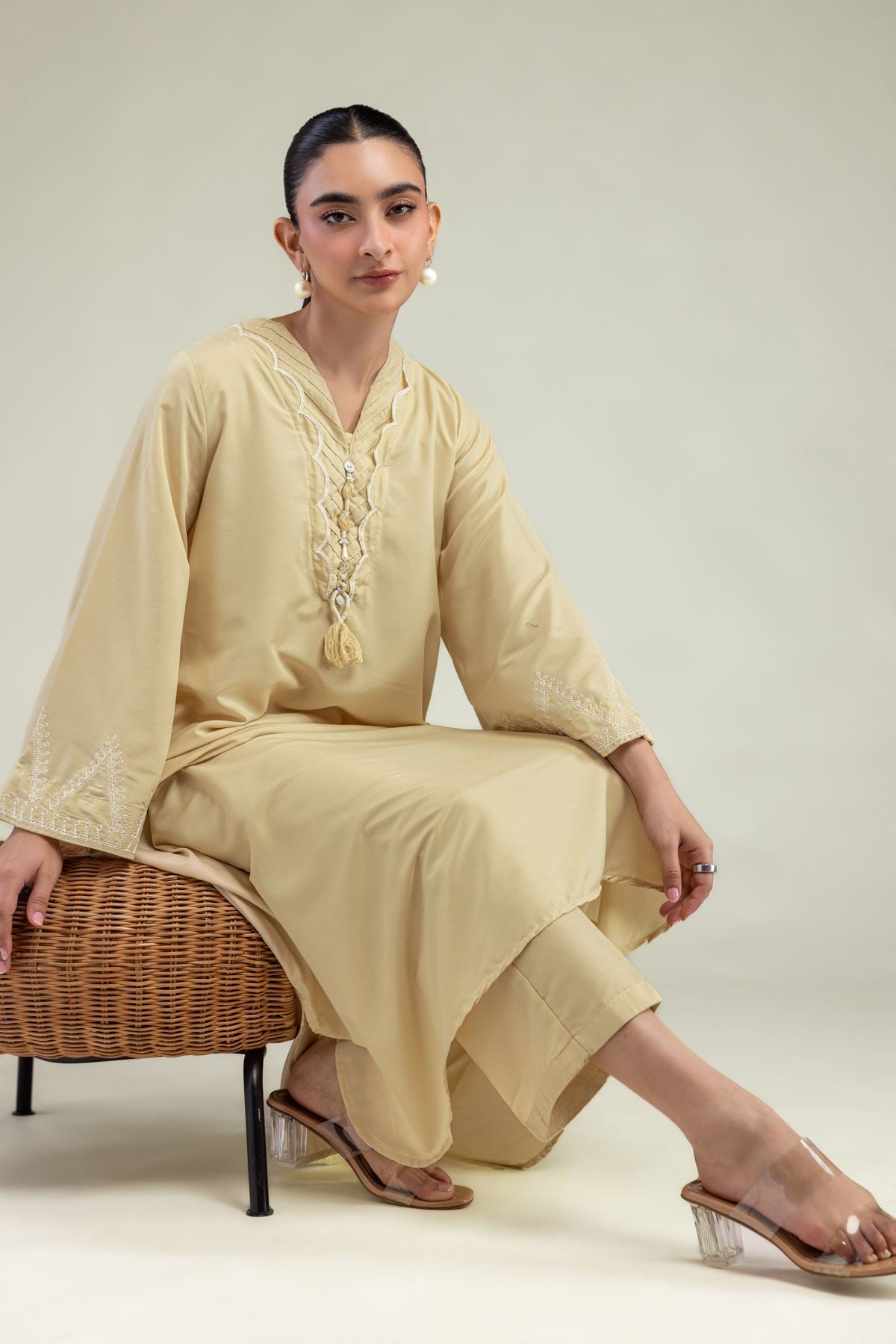 Embroidered Arabic Lawn Long Lawn Kurta - T-A33-26-210FJ1-VG