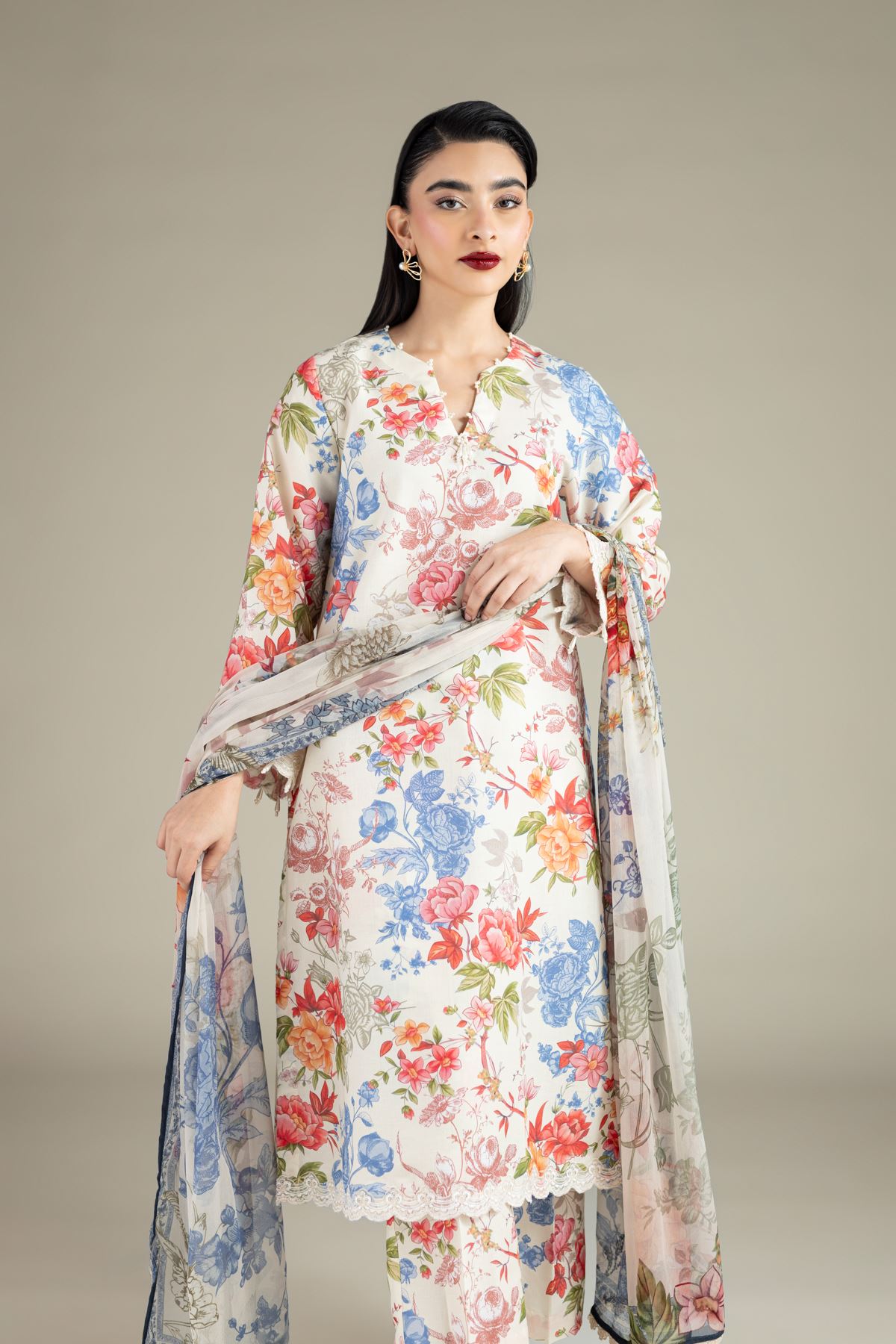 Printed Chiffon Dupatta - 1-26-114-A-E-VG