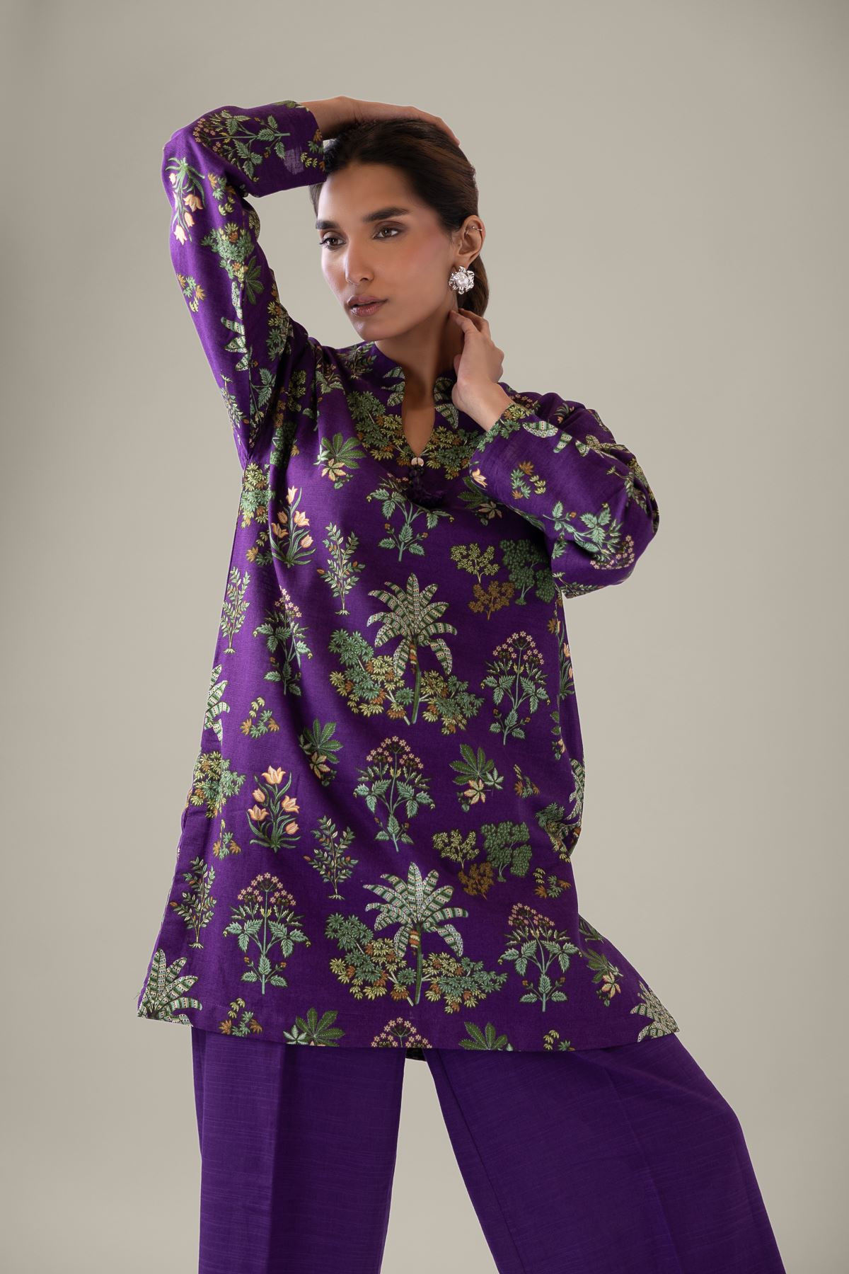 Printed Khaddar Kurta - 25-09-12E2-02TA-VG