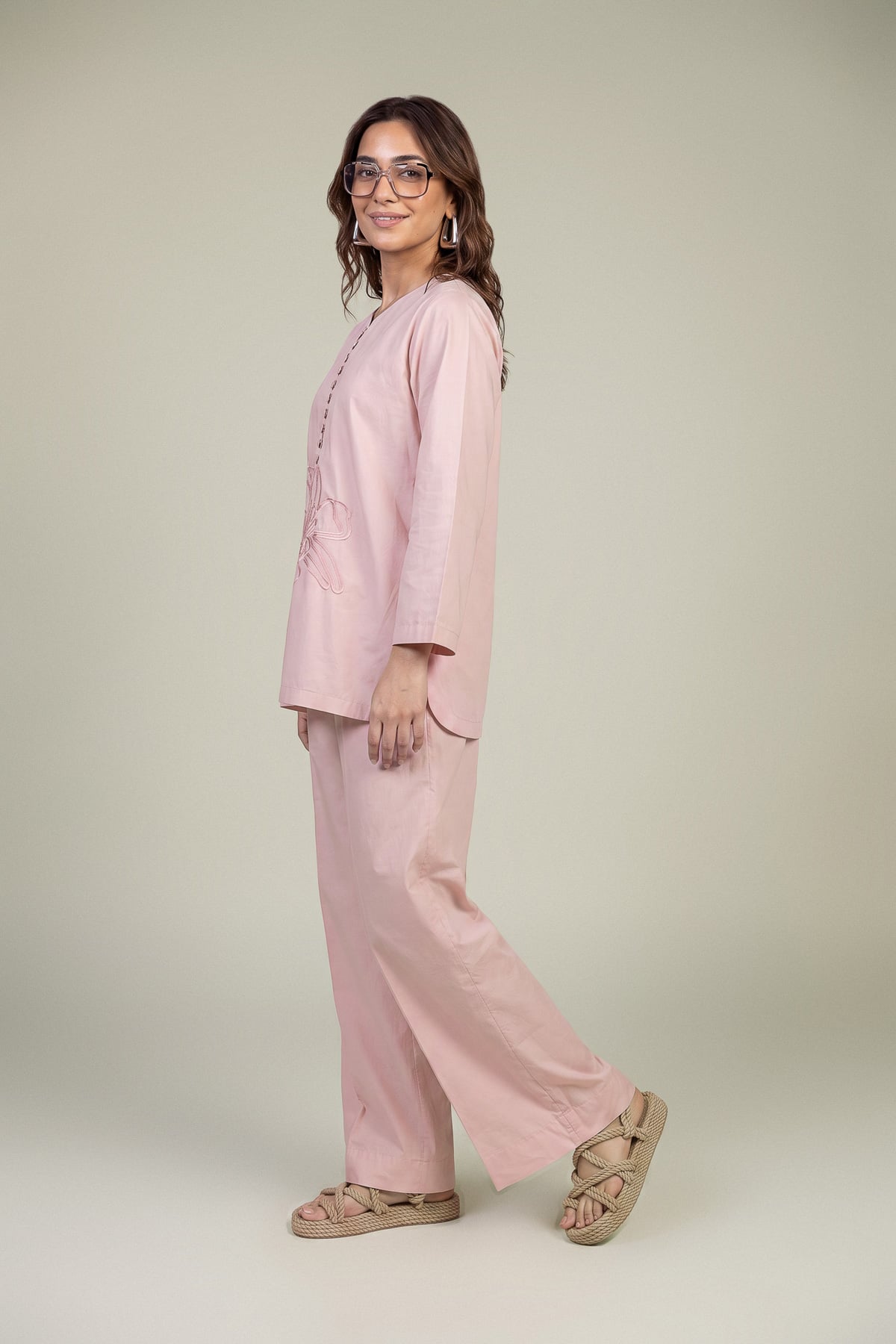 Dyed Poplin Pink Poplin Pants - 1-26-102-A-F-VG