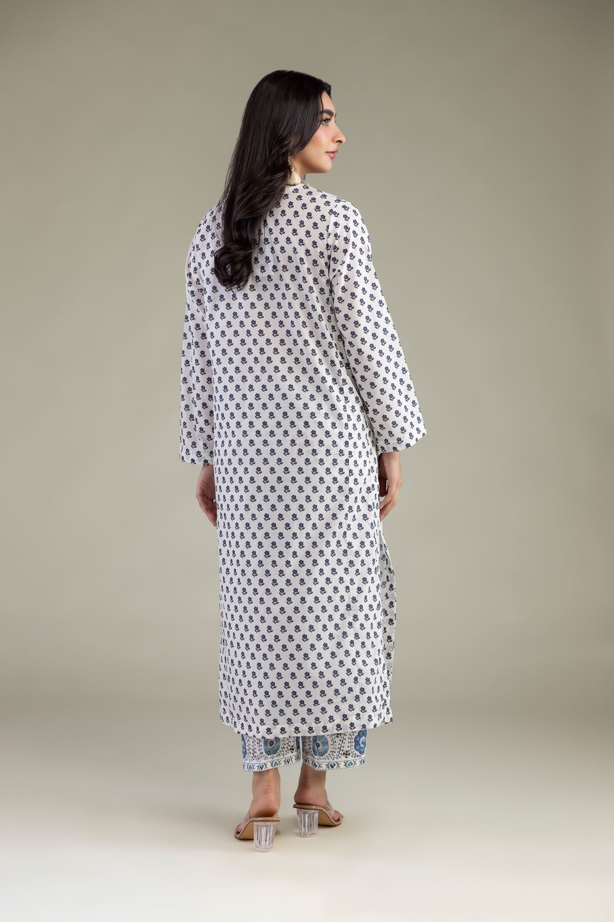 Printed Cambric White Cambric Kurta - 1-26-102-A-F-VG