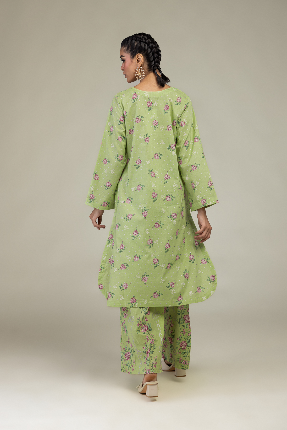 Printed Cambric Floral Longline Kurta - 1-26-236-A-I2-VG