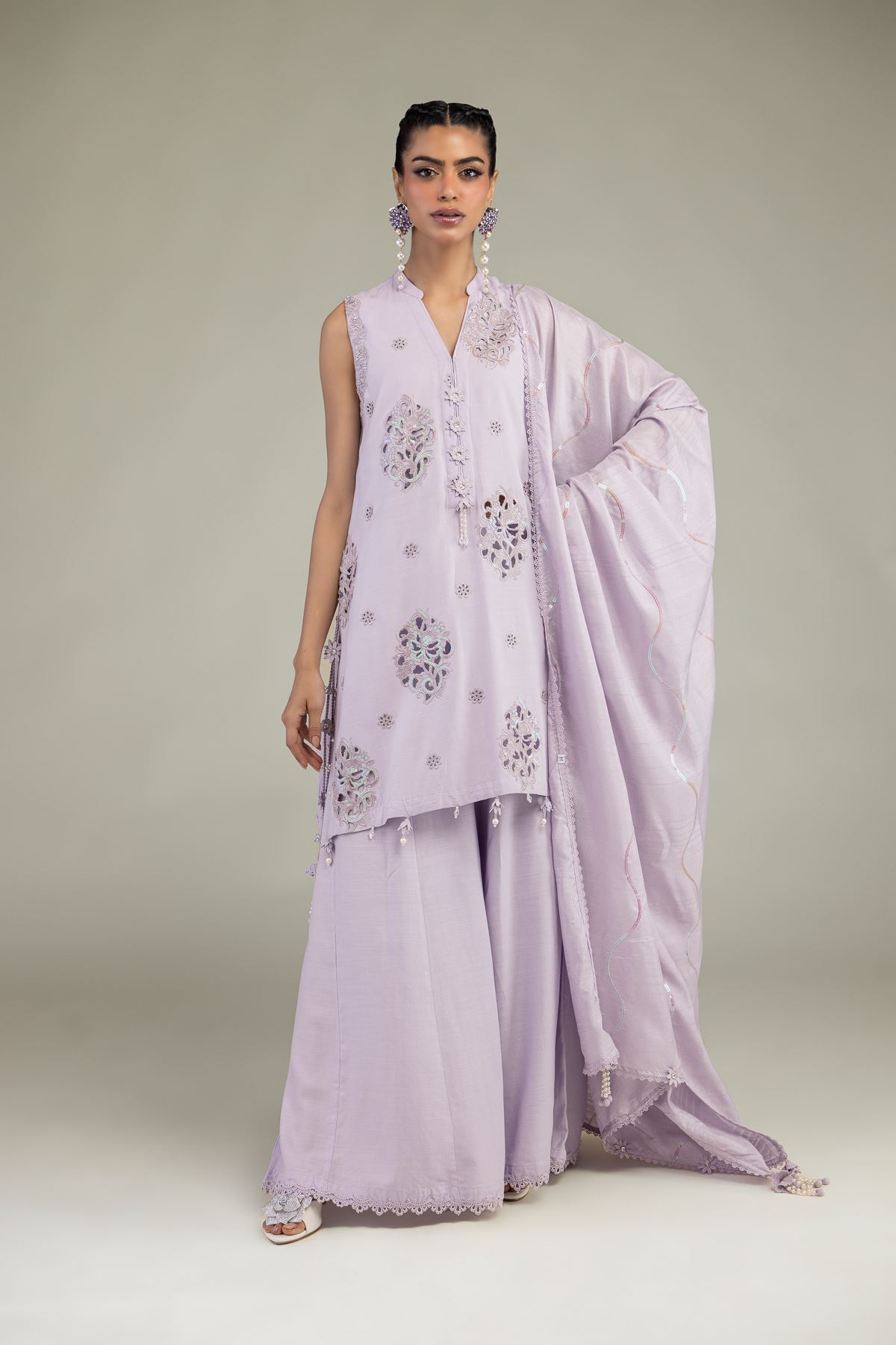 Raw Silk 3-Piece Co-ord Set - T-A11-26-118FI2-VG