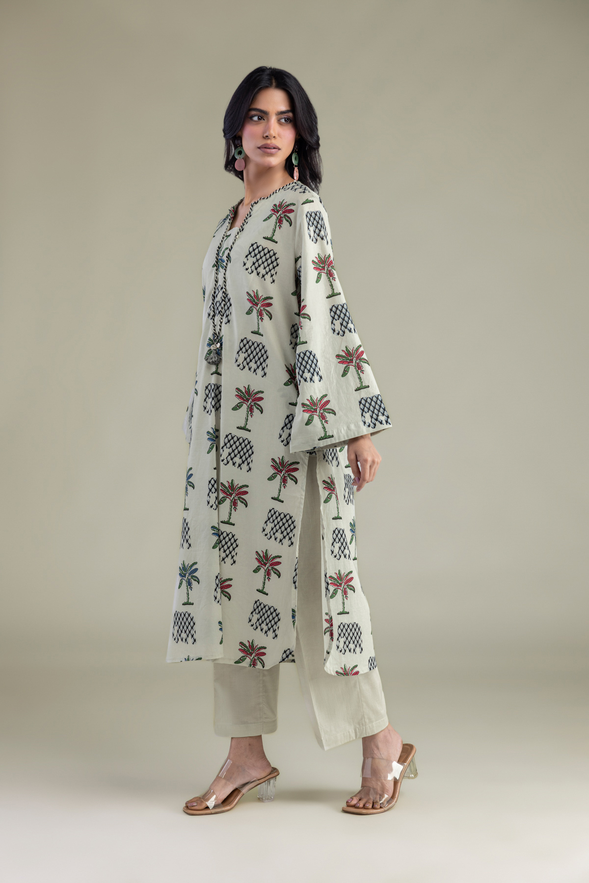 Printed Cambric Solid Cambric Pants - 1-26-309-B-D1-VG