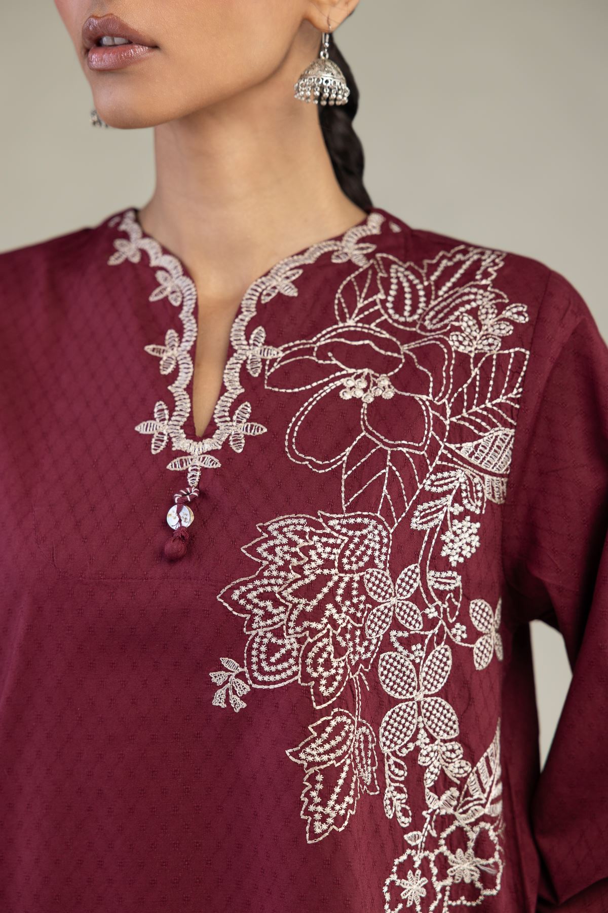 Embroidered Cotton Dobby Floral Cotton Kurta - 1-26-325-A-I1-VG