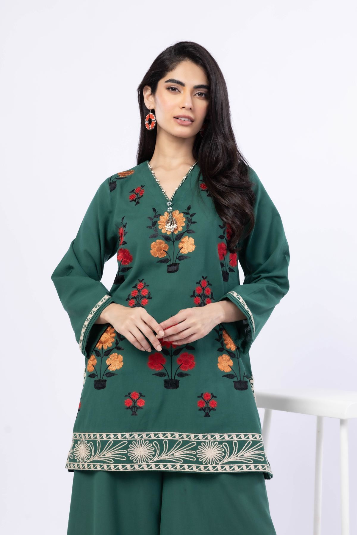 Embroidered Handwoven Cotton Kurta - 25-09-11E5-03TA-VG
