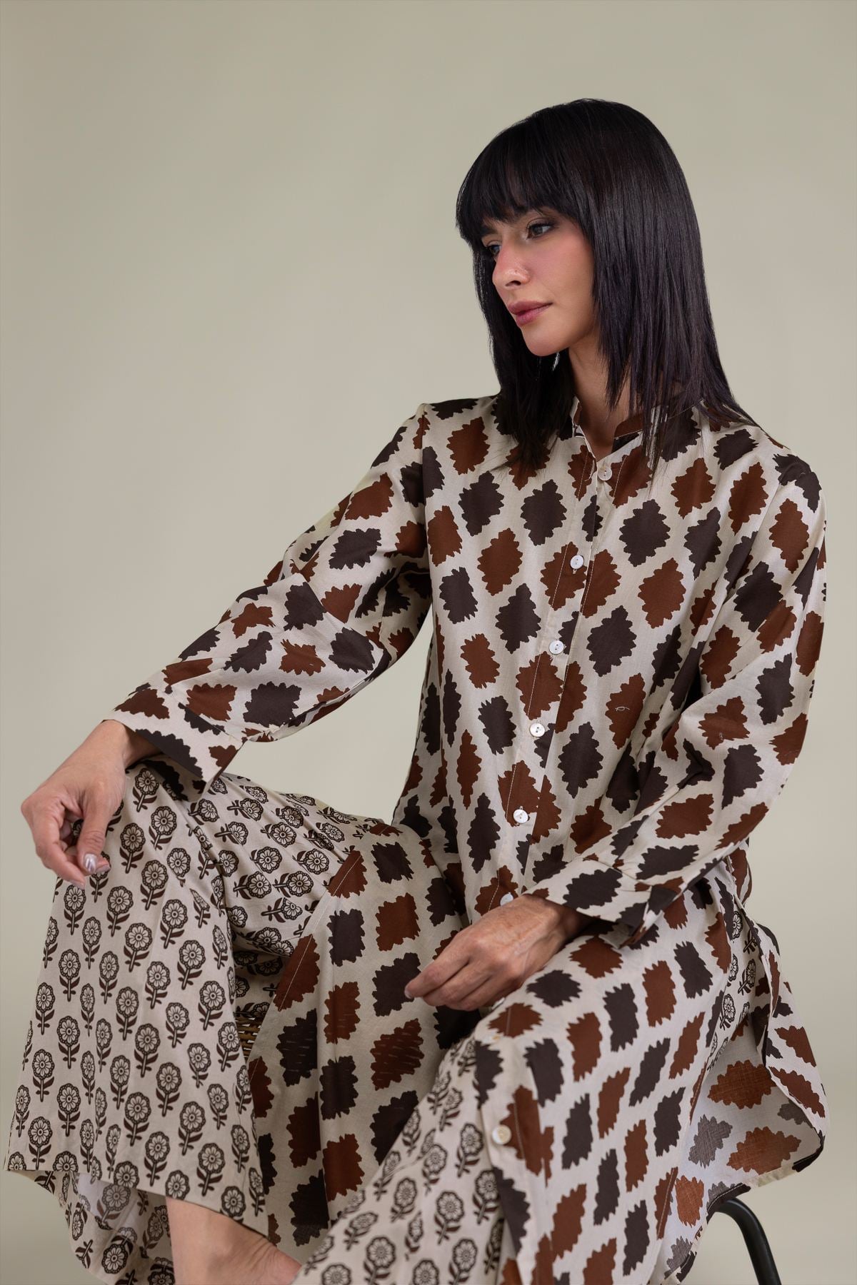 Printed Cambric Long Cambric Kurta - 2-26-204-A-F1-VG