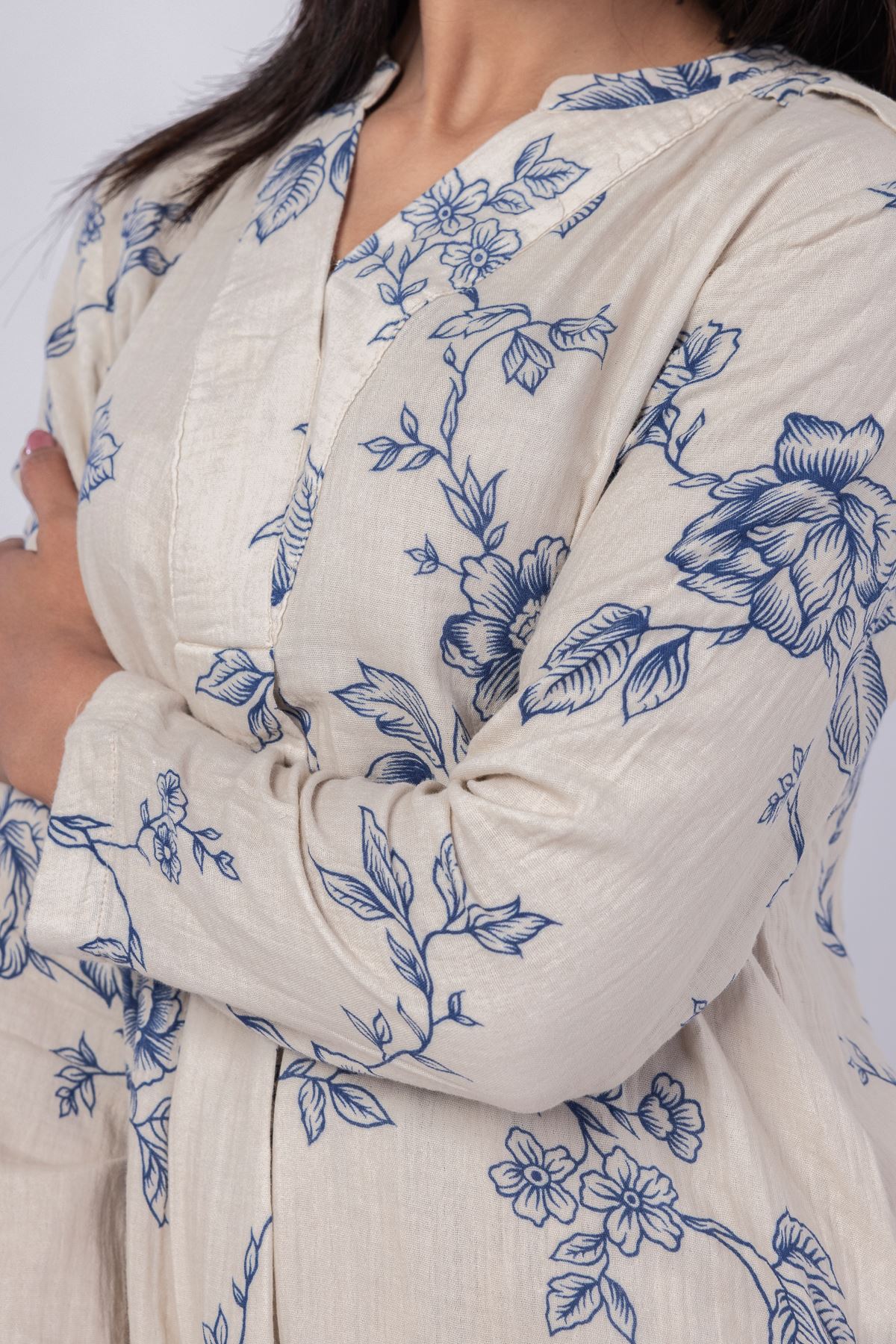 Printed Cheese Cloth Kurta - 25-02K1-01BAB-VG