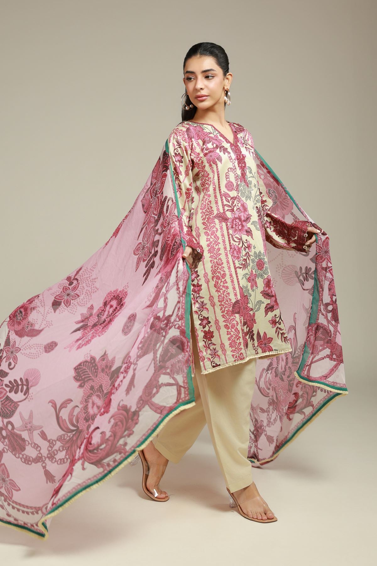 Embroidered Satin 3-Piece Tailored Set - 1-26-108-A-F-VG