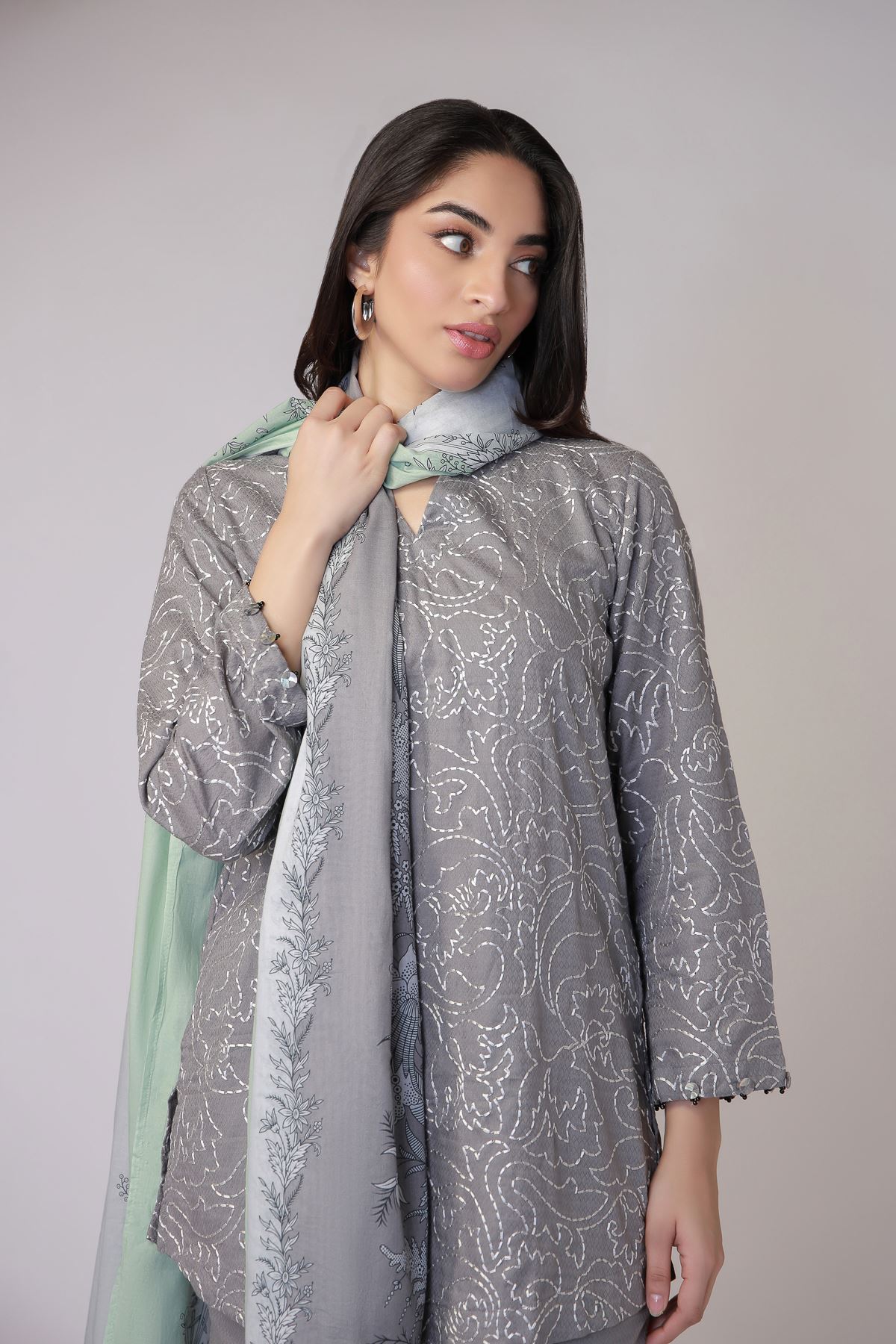 Printed Lawn Dupatta - 25-08-8E4-07TA-VG