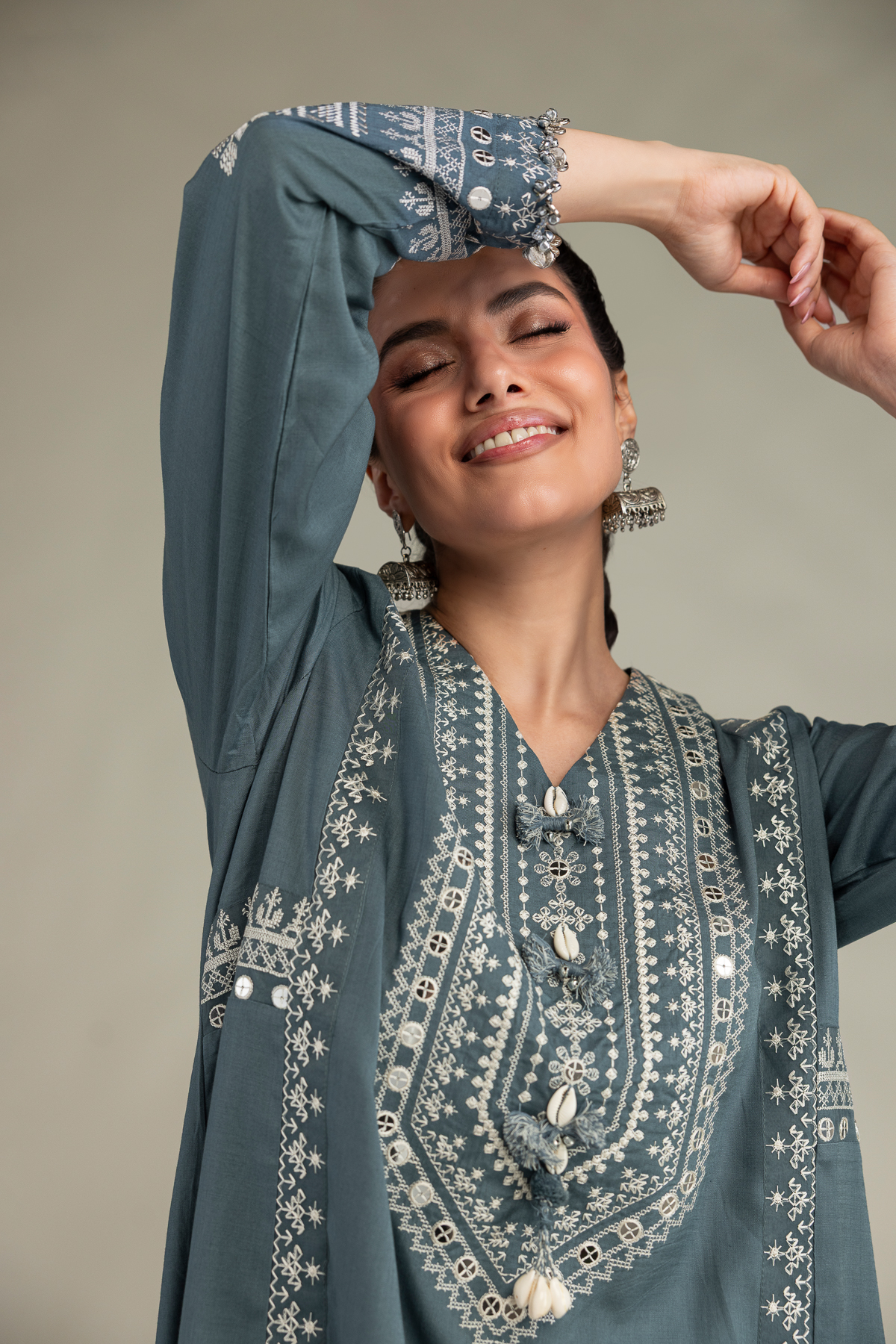 Embroidered Raw Silk Raw Silk Kurta - 1-26-309-B-D1-VG