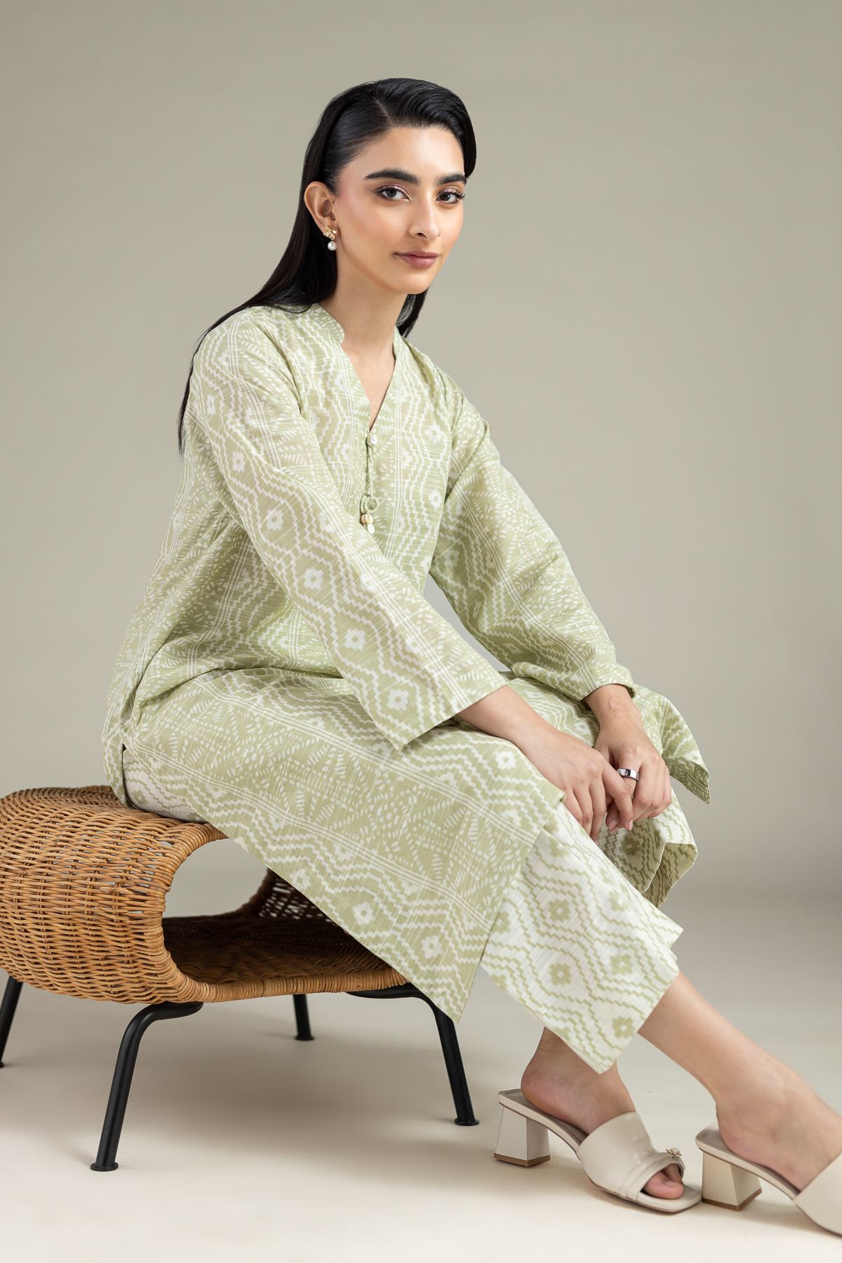 Printed Textured Cotton Kurta - OTD4-EX22-10TA-VG