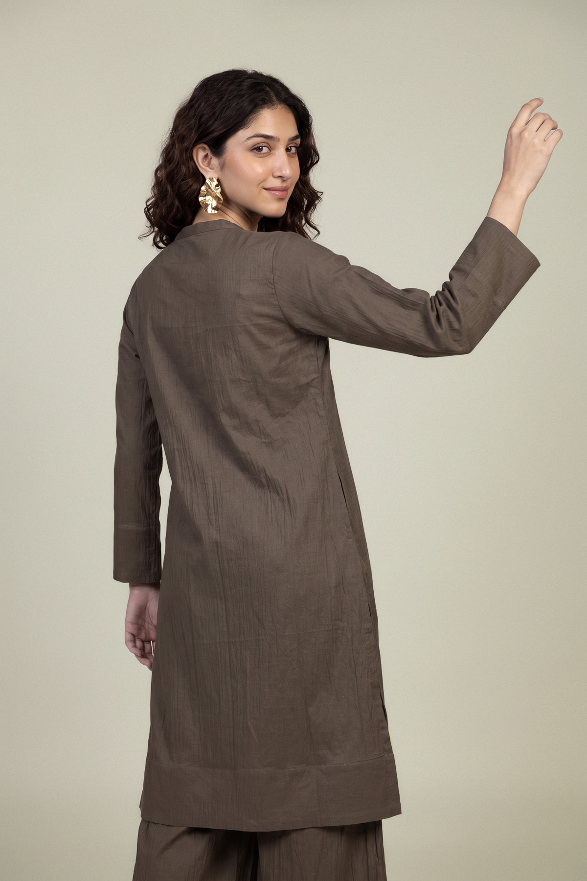 Embroidered Cotton Crinkle Cotton Crinkle Kurta - 1-26-102-A-F-VG