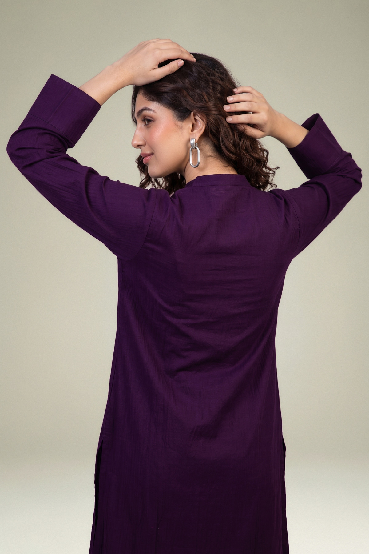 Embroidered Cotton Crinkle Purple Cotton Kurta - A22-26-214FH1-VG