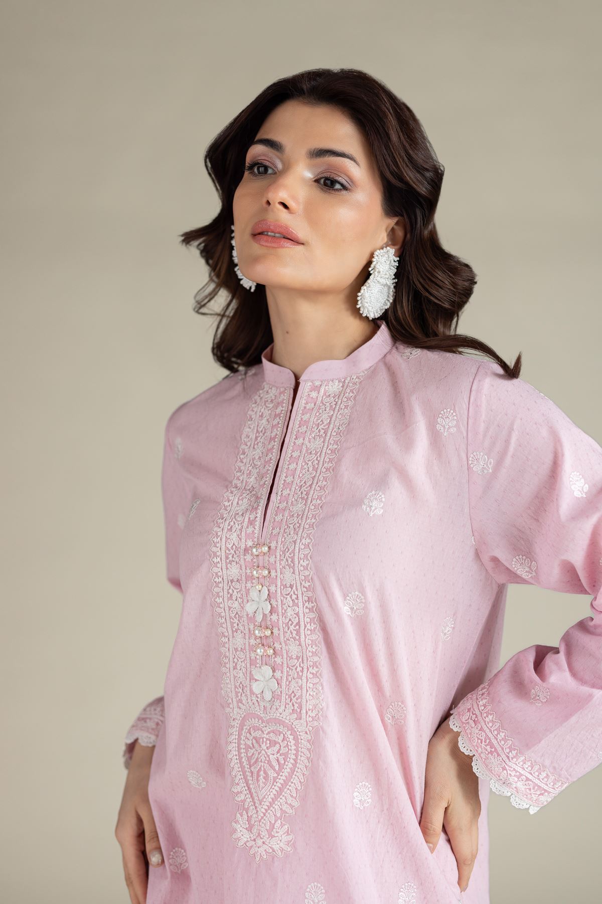 Embroidered Cotton Dobby 2-Piece Tailored Set - 2-26-107-A-B-VG