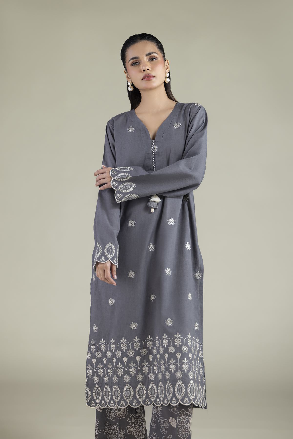 Embroidered Cambric Fabrics 2 Piece | Top and Bottom - A22-26-214FH1-VG