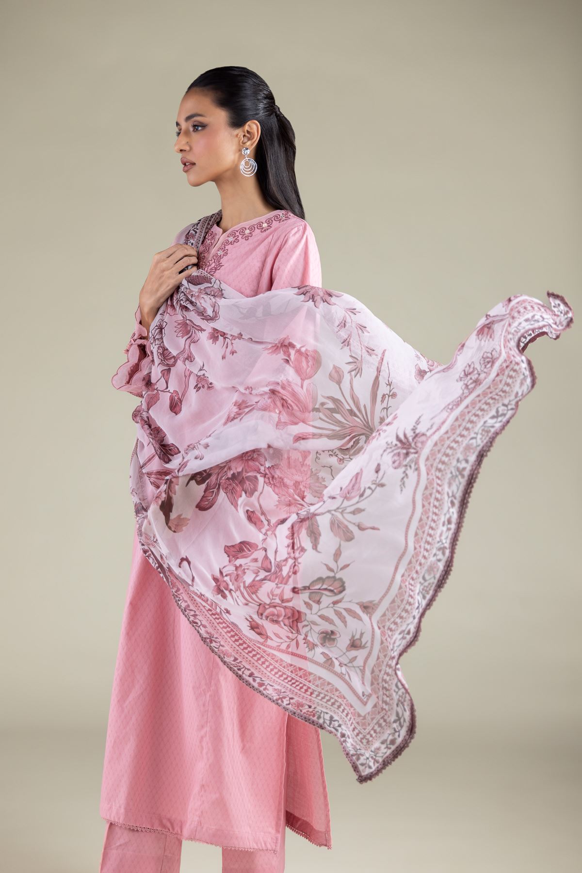 Embroidered Chiffon Floral All-Season Dupatta - 1-26-146-A-D-VG