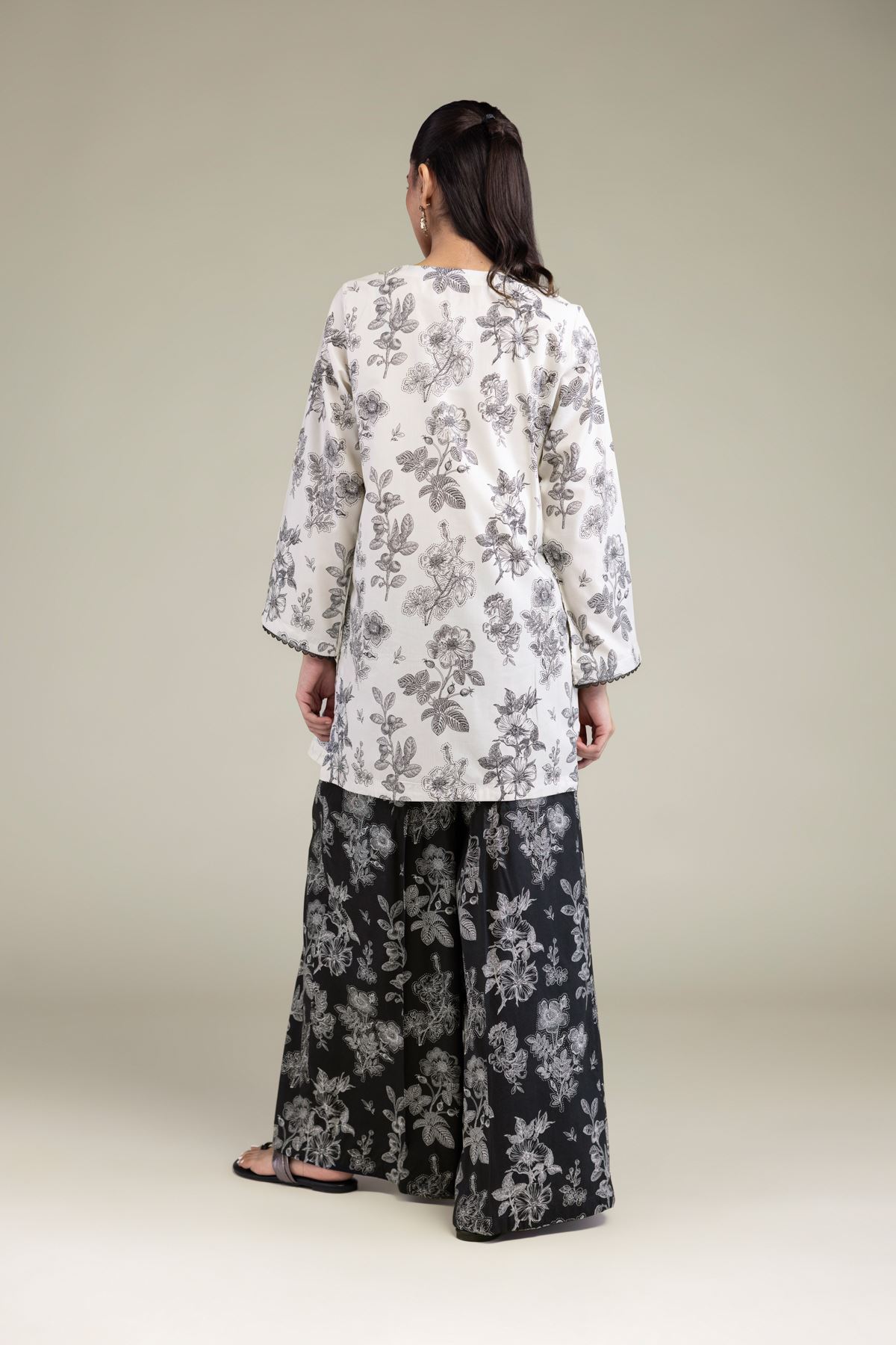Printed Cotton Viscose Floral V-Neck Kurta - T-A11-26-114FD1-VG