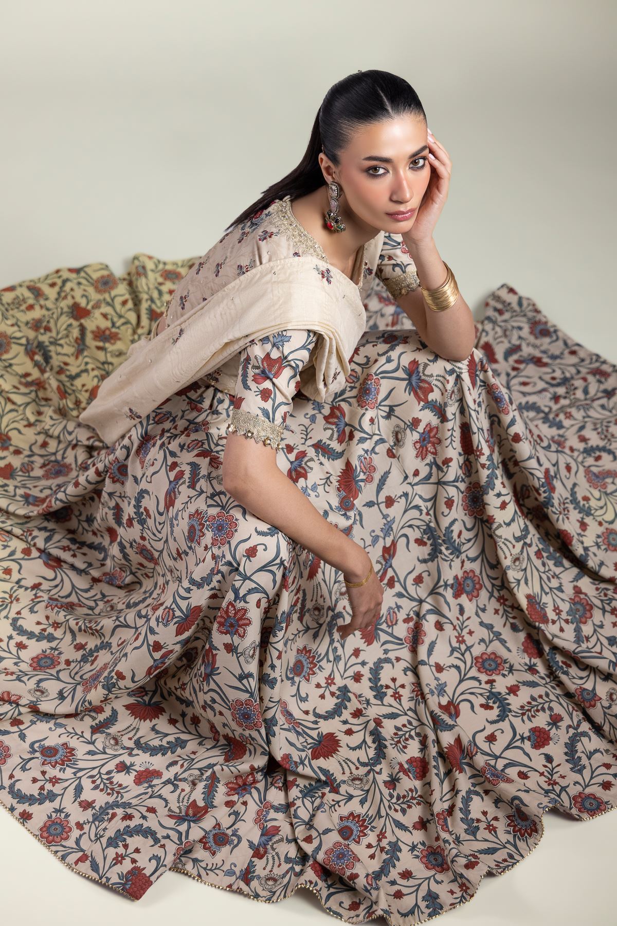 Embroidered Raw Silk Lehenga Choli Set - A22-26-218FJ1-VG