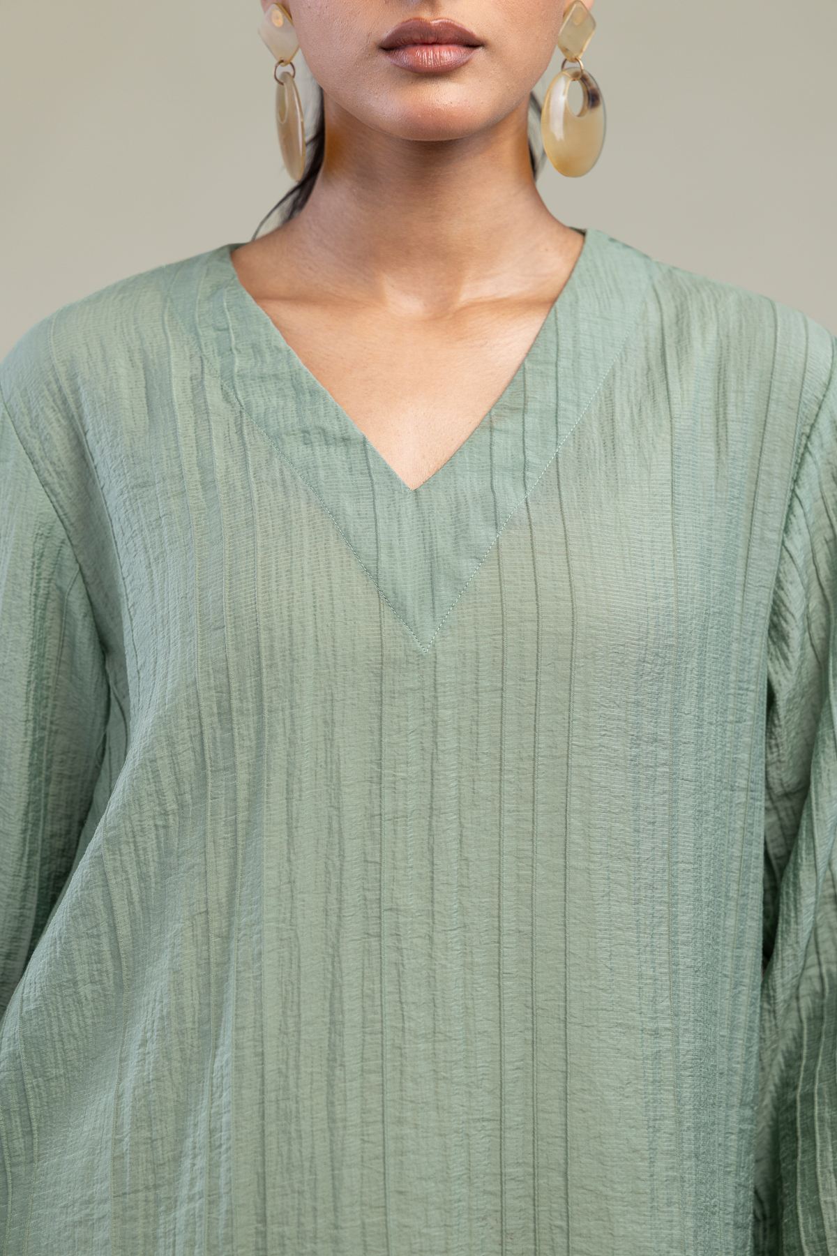Dyed Blended Crinkle Solid Crinkle Shirt - 1-26-229-B-F1-VG