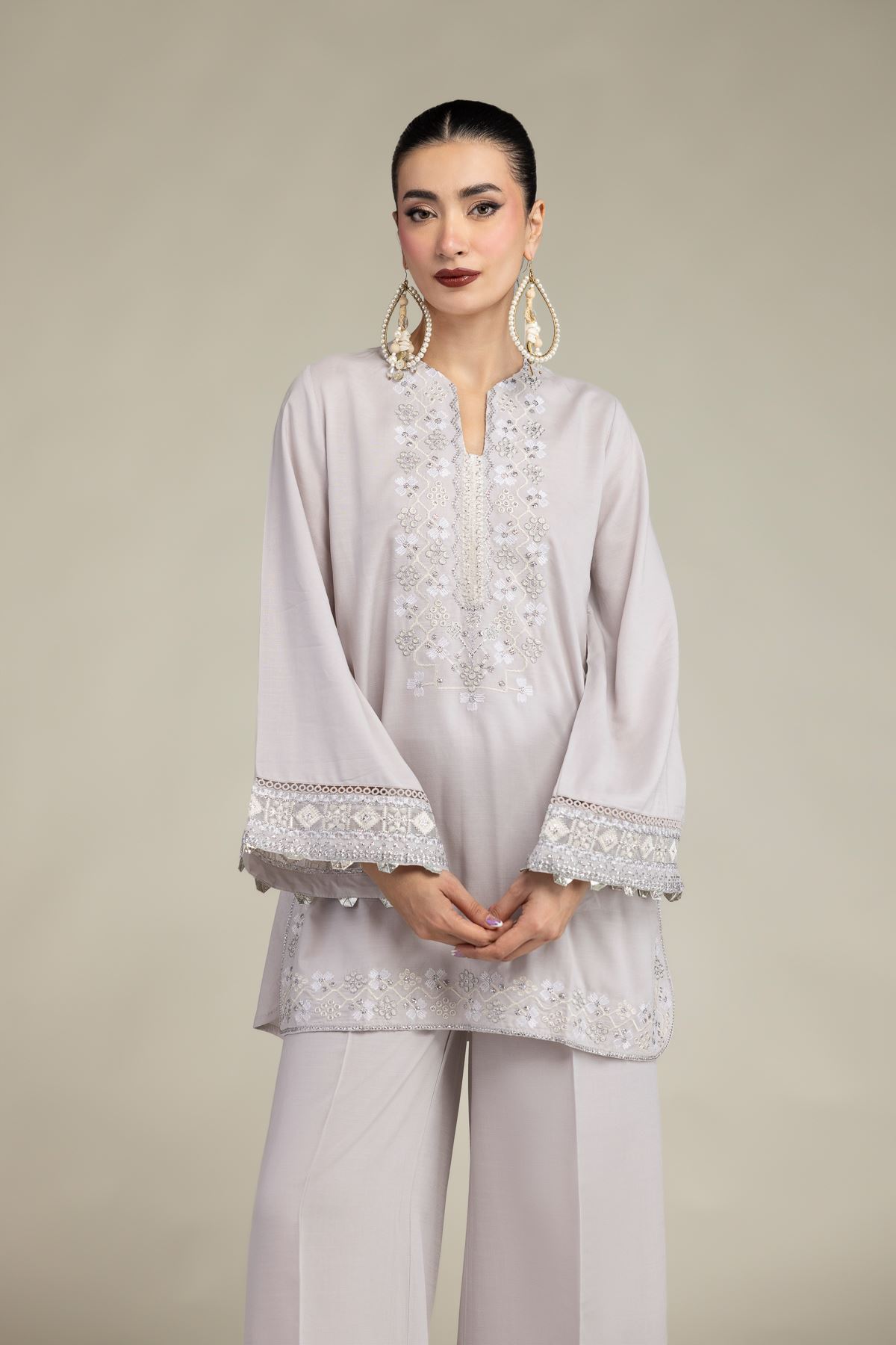 Embroidered Raw Silk Silk Threadwork Kurta - 1-26-231-A-C1-VG
