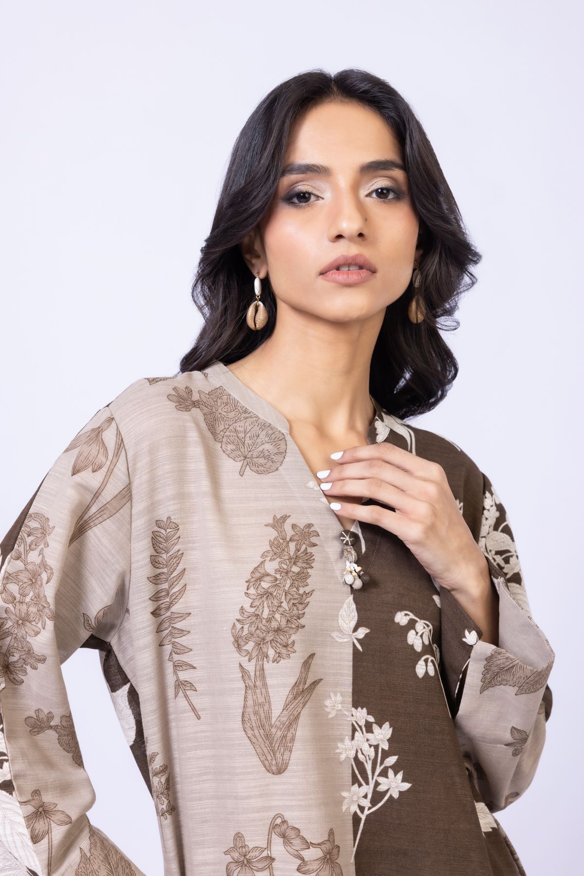 Printed Textured Cotton Kurta - 25-W02iB-09TA-VG