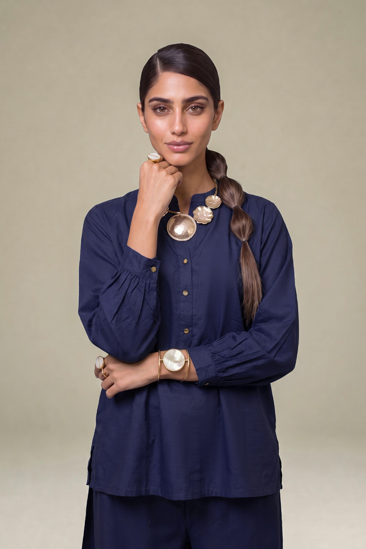 Dyed Cotton Dobby 2-Piece Tailored Set - 2-26-308-A-G1-VG