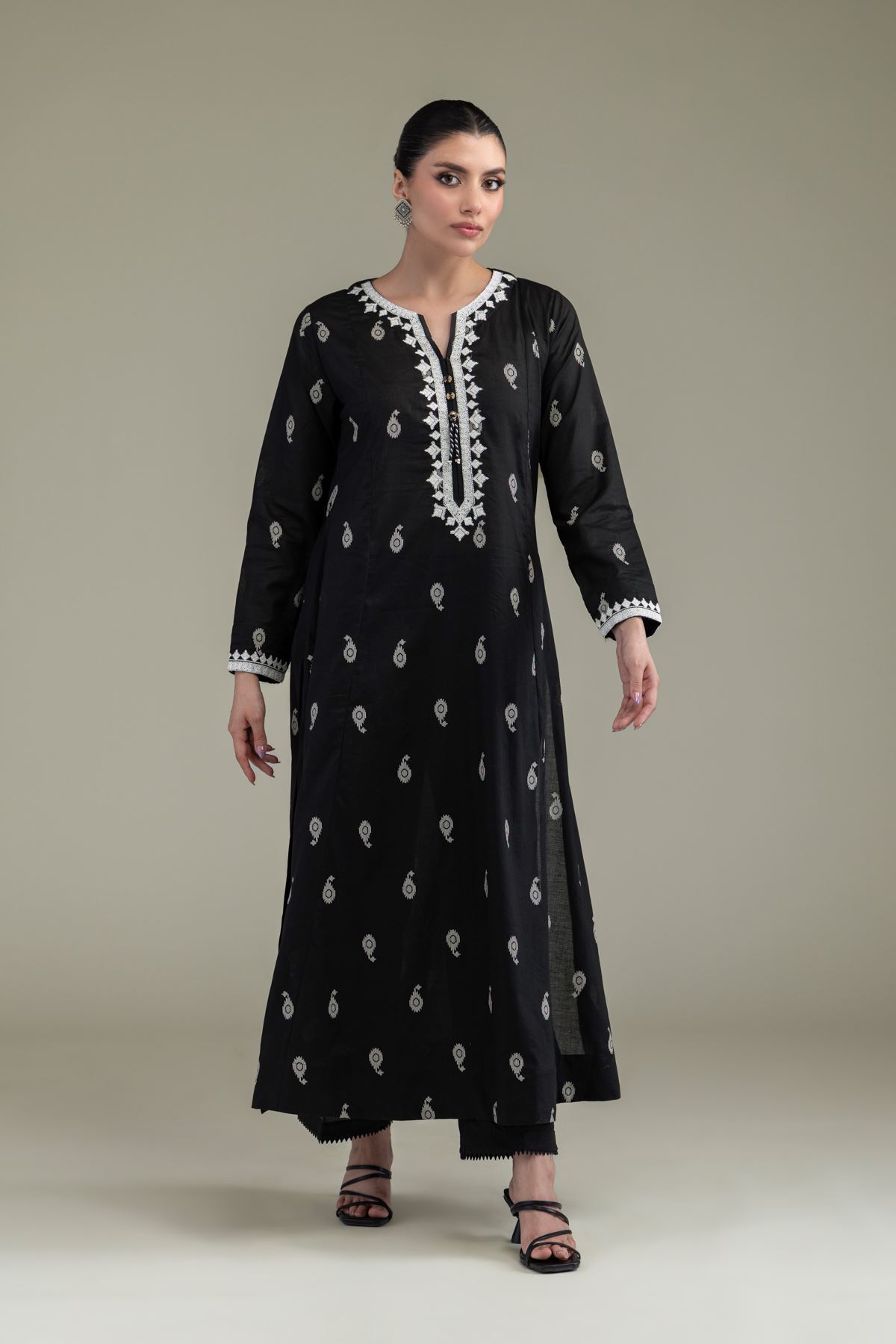 Embroidered Lawn Longline Lawn Kurta - 1-26-203-A-C1-VG