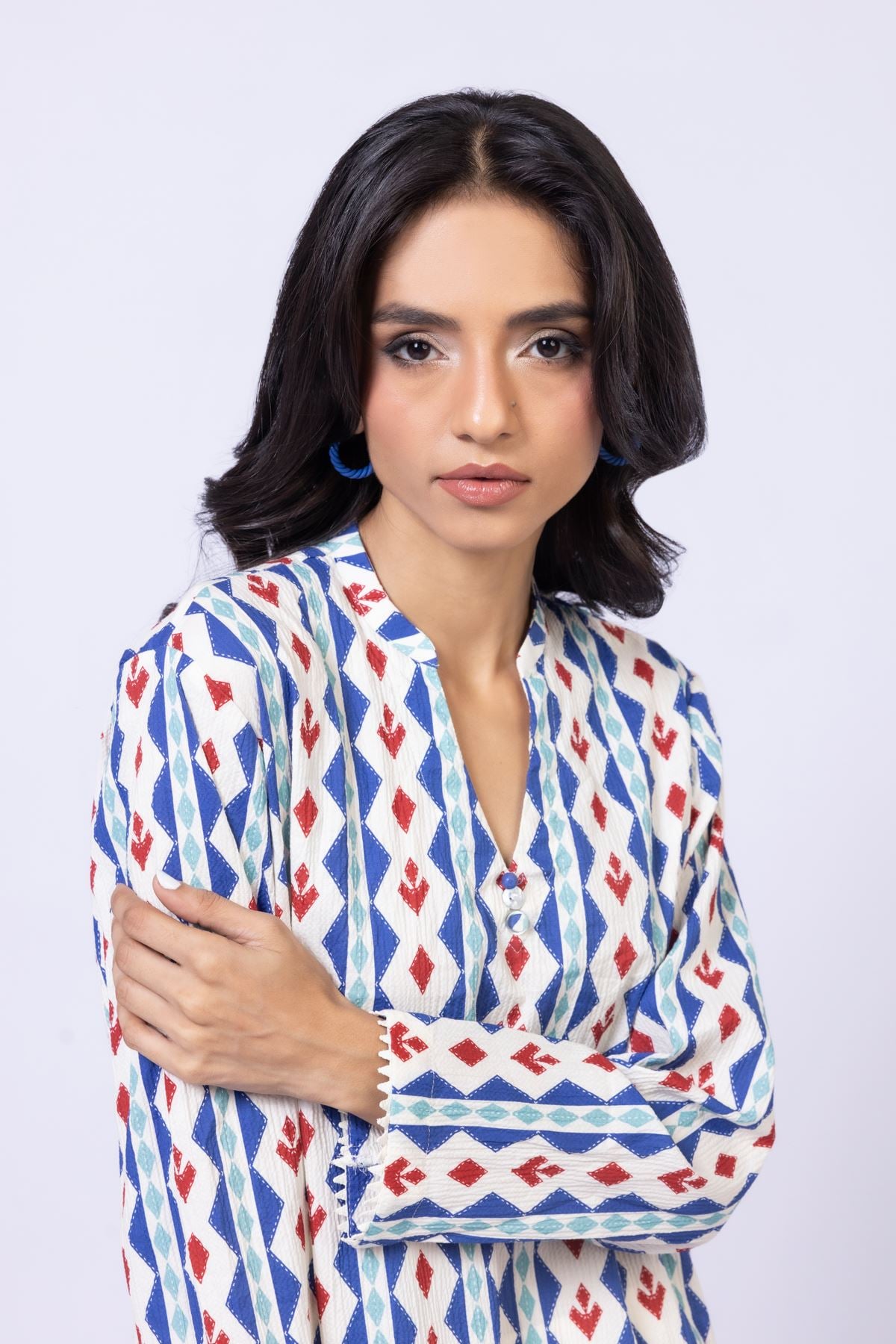 Printed Cotton Crinkle Kurta - 25-09-10E8-09TA-VG