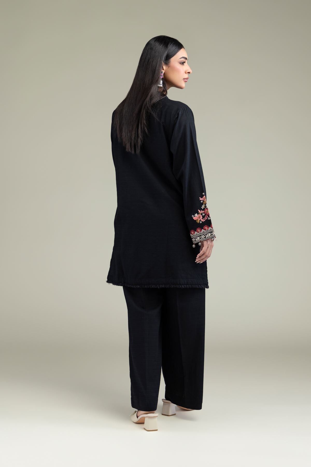 Embroidered Cotton Dobby Black Cotton Kurta - 1-26-211-A-F1-VG