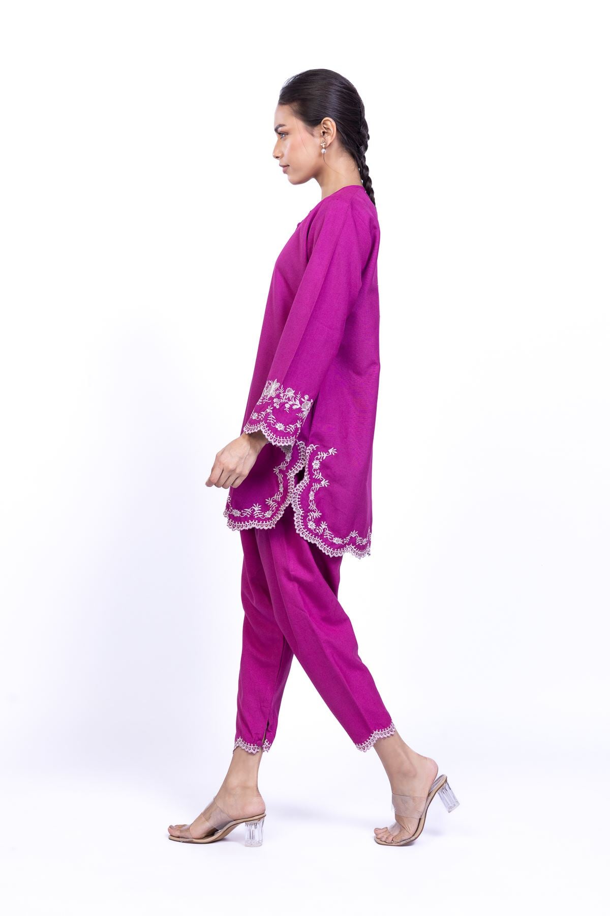 Embroidered Heavy Blended Viscose Pants - 25-09-10E3-08TB-VG