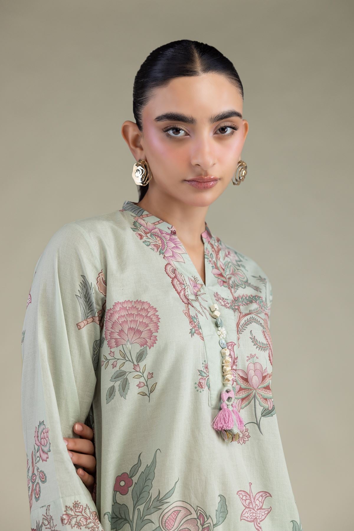 Printed Cambric Floral Cambric Kurta - 1-26-316-A-D1-VG