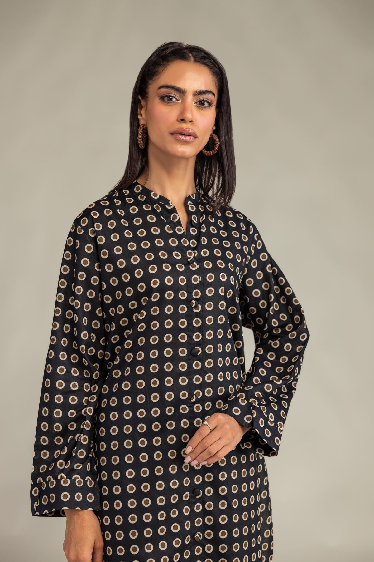 Printed Cambric Long Cambric Kurta - 1-26-102-A-F-VG