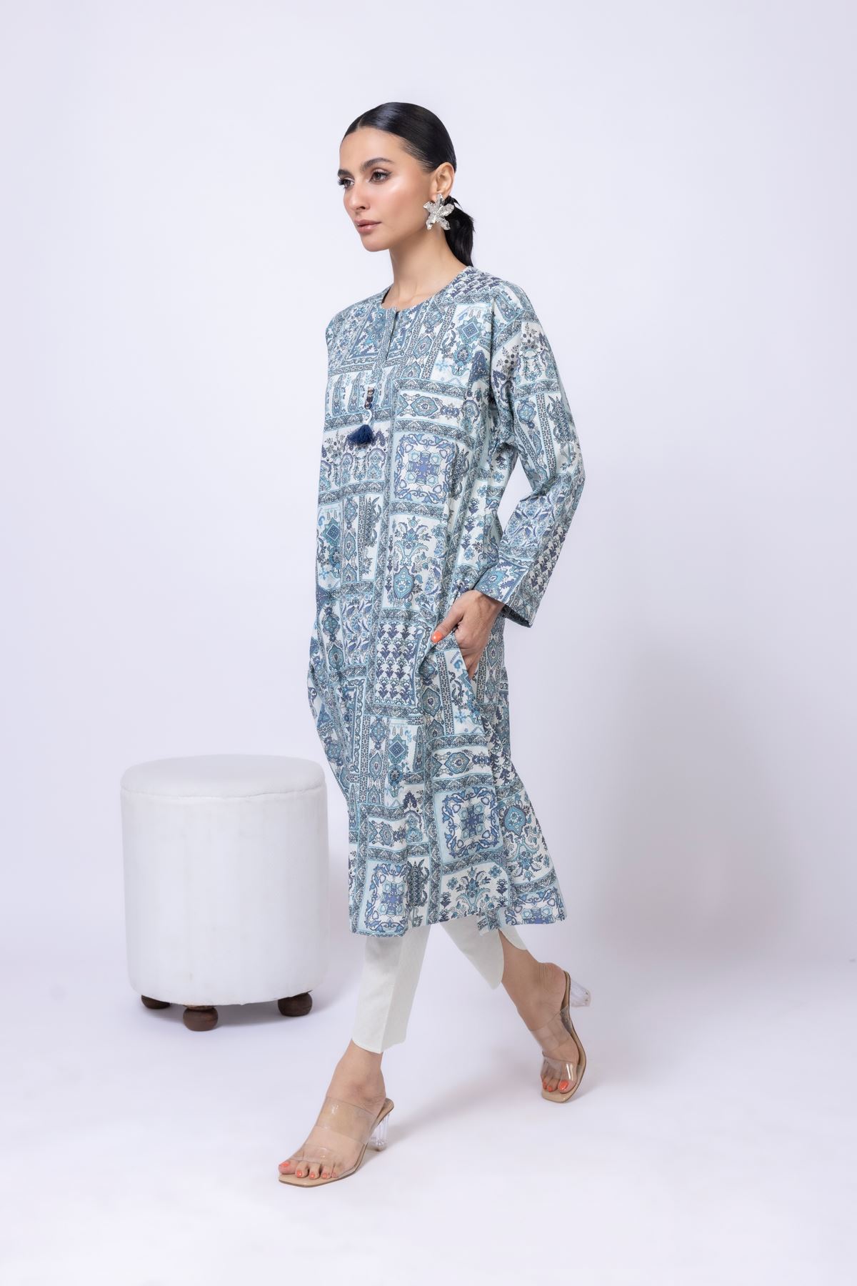 Dyed Cotton Dobby Shalwar - 25-04E43-01TB-VG