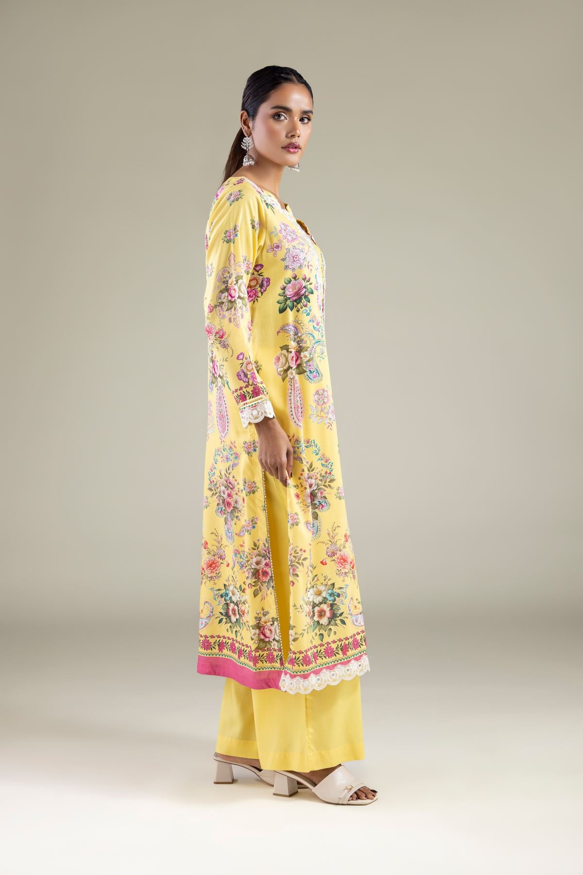 Embroidered Viscose Paisley Longline Kurta - 25-10-12E11-07TA-VG