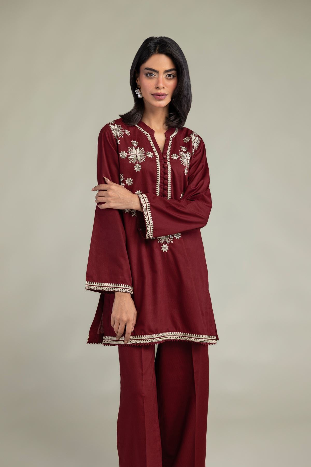Embroidered Cotton Dobby Cotton Dobby Kurta - 8-26-303-A-C1-VG