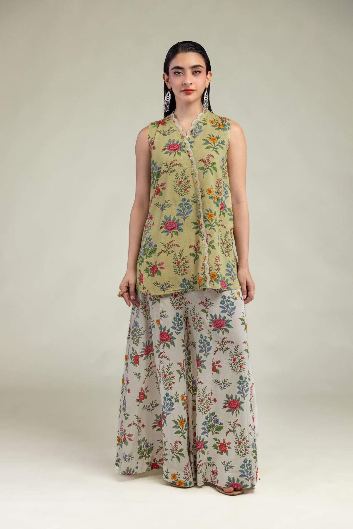 Embroidered Raw Silk Silk Sleeveless Kurta - 1-26-245-A-D2-VG