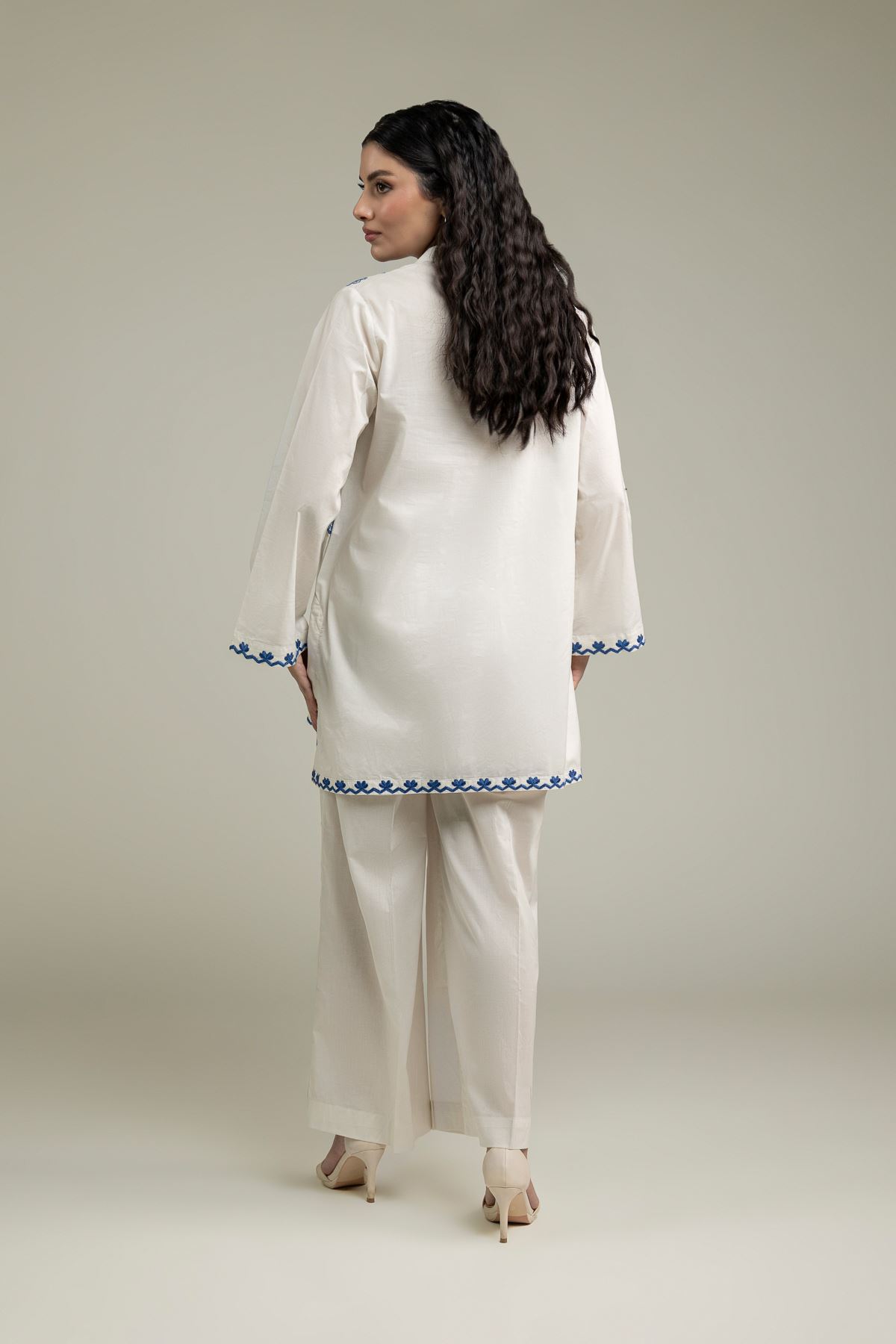 Embroidered Cambric Short Cambric Kurta - 12-26-116-F-E-VG