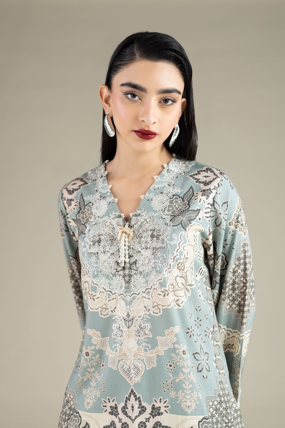Embroidered Raw Silk Kurta - R-25-02E22-01TA-VG