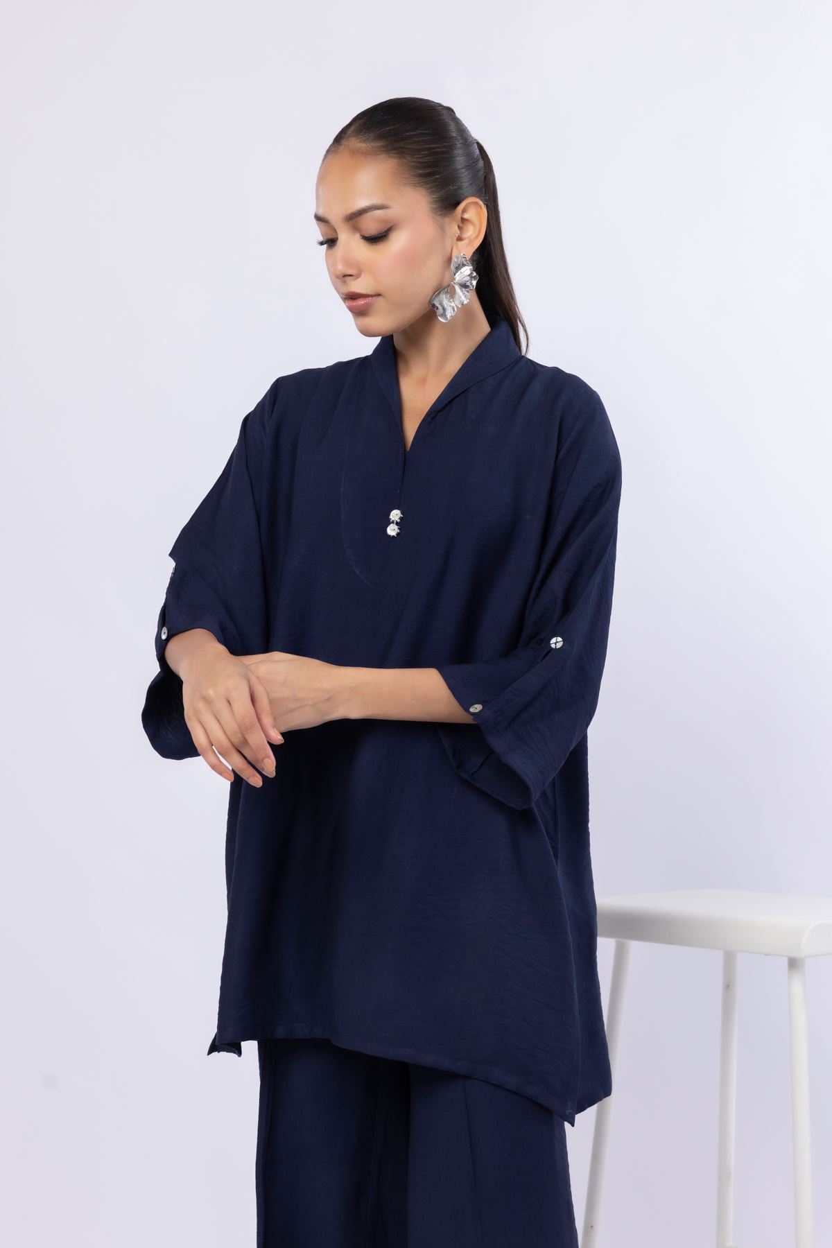 Dyed Cotton Vortex Wrinkle Kurta - 25-07-7E7-09TA-VG