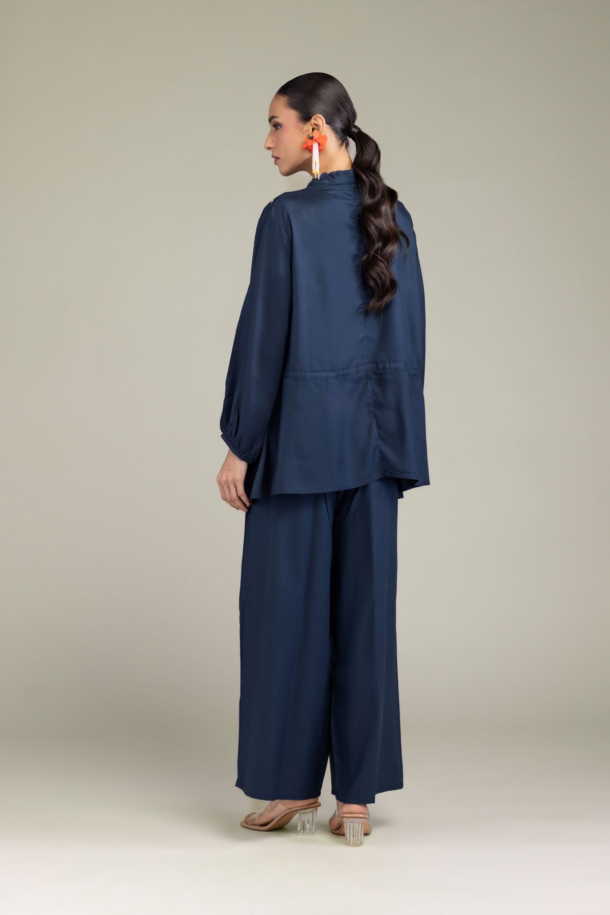 Embroidered Viscose Crepe Floral Navy Tunic - 2-26-202-A-D-VG