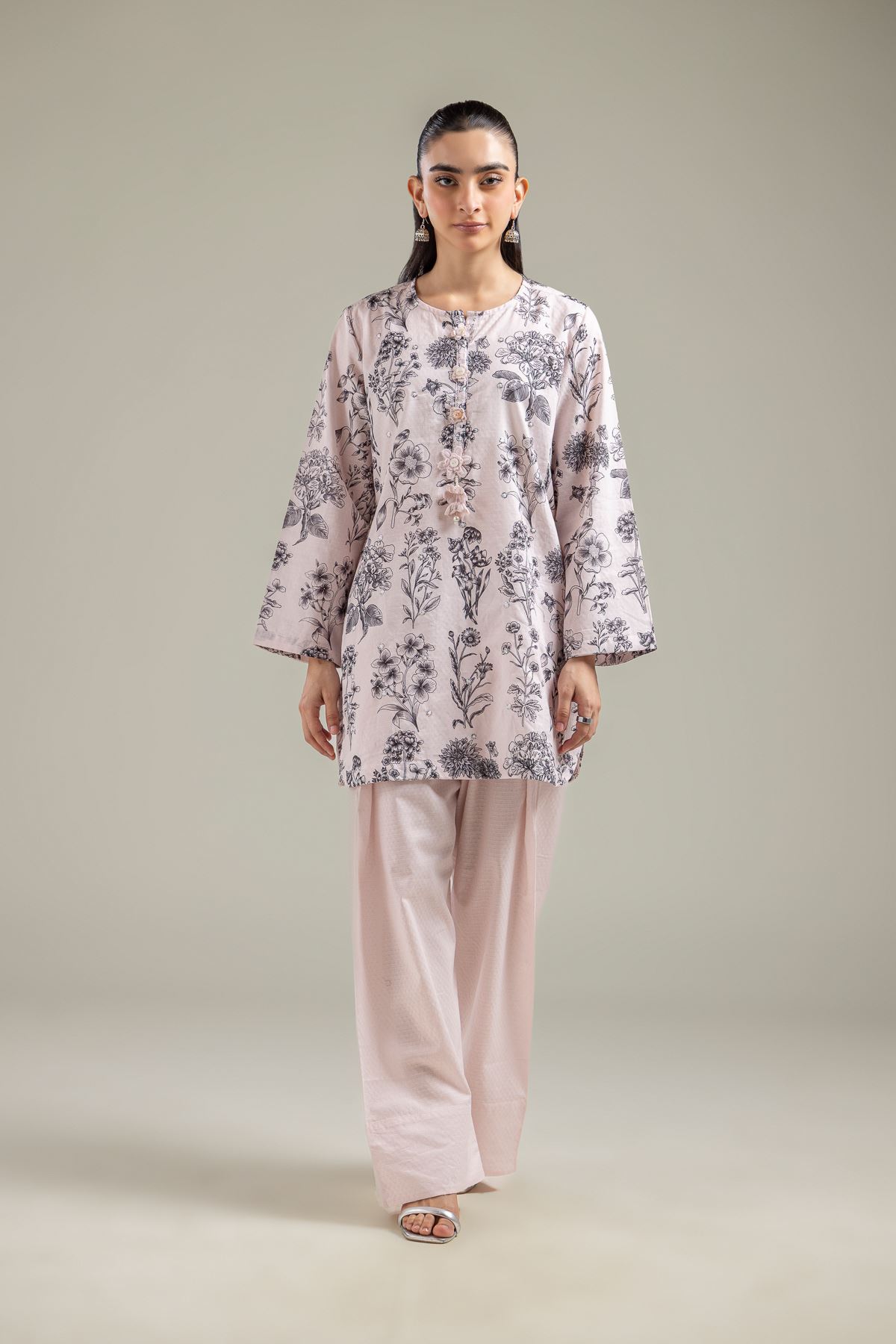 Embroidered Cotton Dobby Pink Cotton Kurta - 1-26-121-A-D-VG