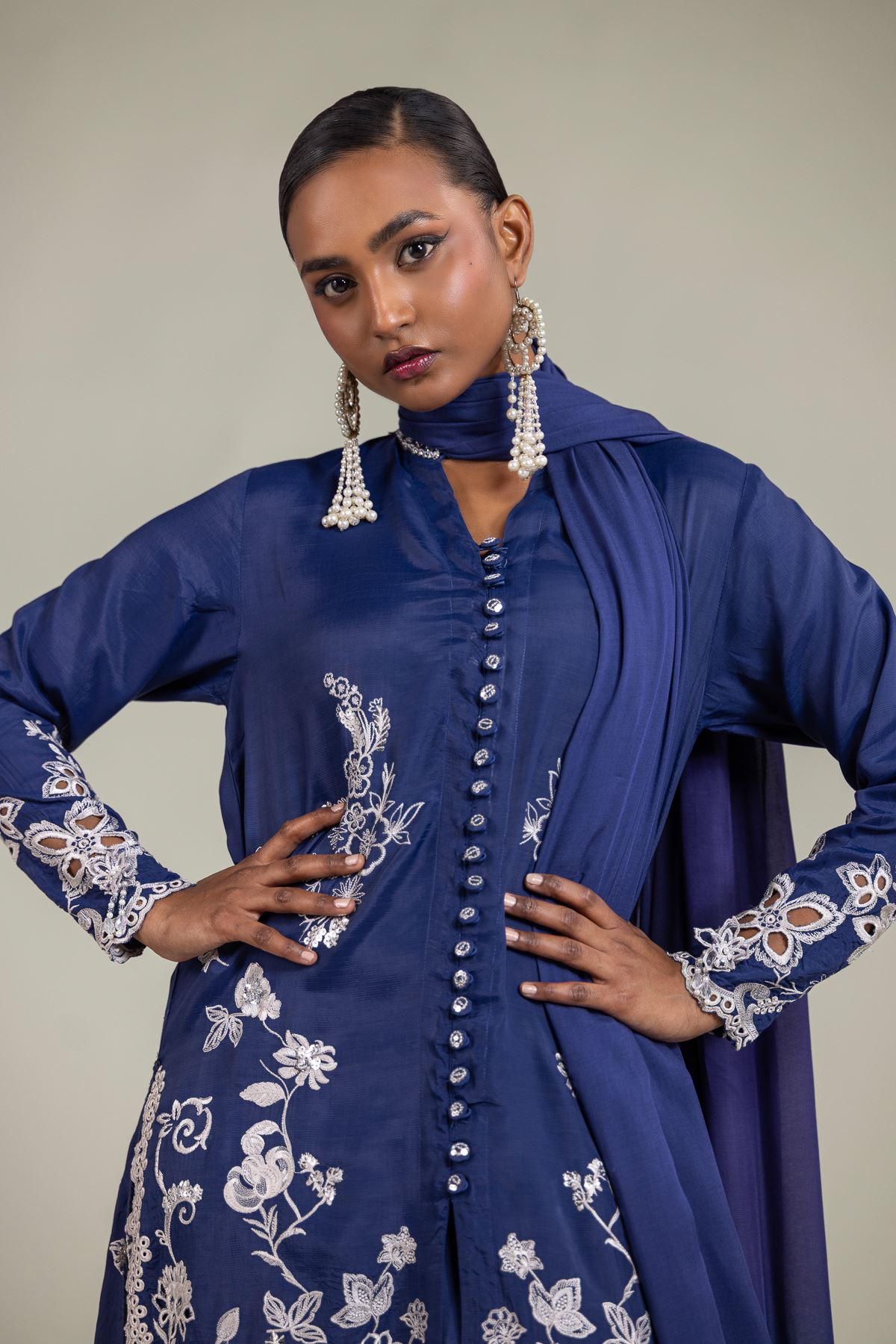 Raw Silk 3-Piece Embroidered Suit - 12-26-101-E-G-VG