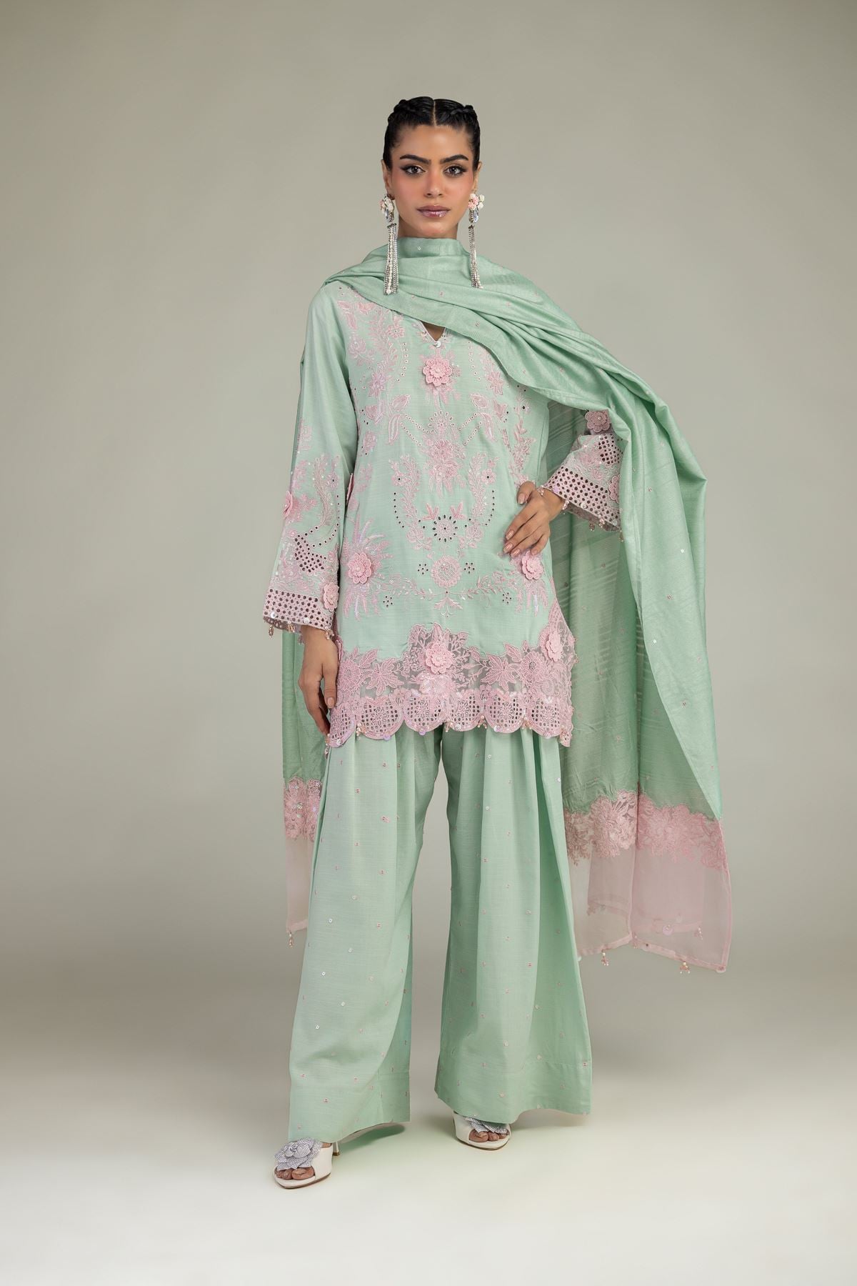 Raw Silk 3-Piece Co-ord Set - 1-26-245-A-I1-VG