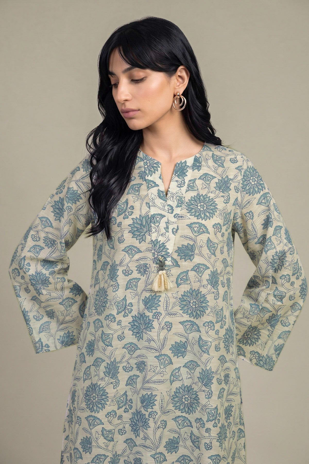 Printed Light Khaddar Floral Printed Kurta - 2-26-202-A-D-VG