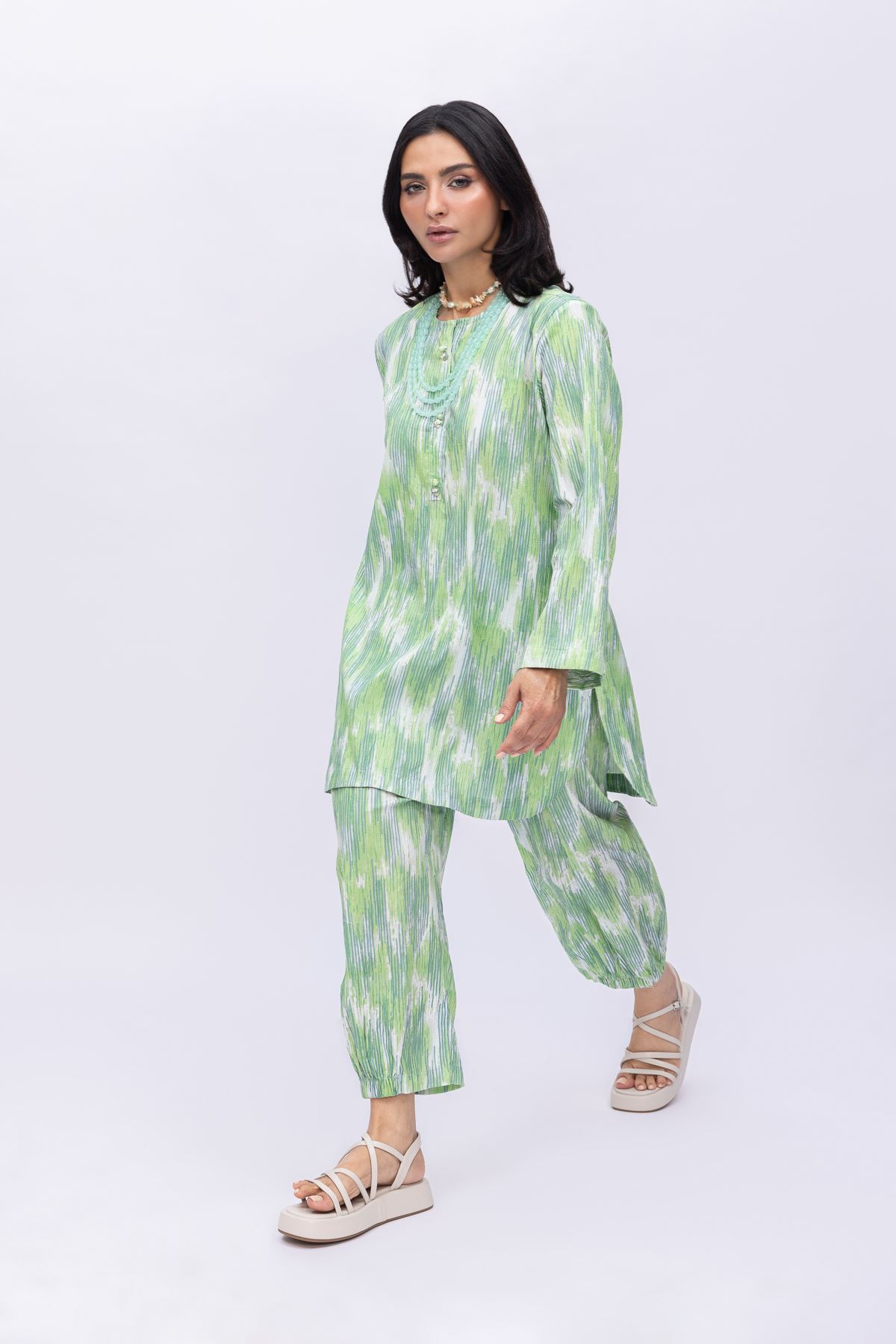 Printed Ripple Crinkle Abstract Cotton Kurta - 1-26-101-A-D-VG