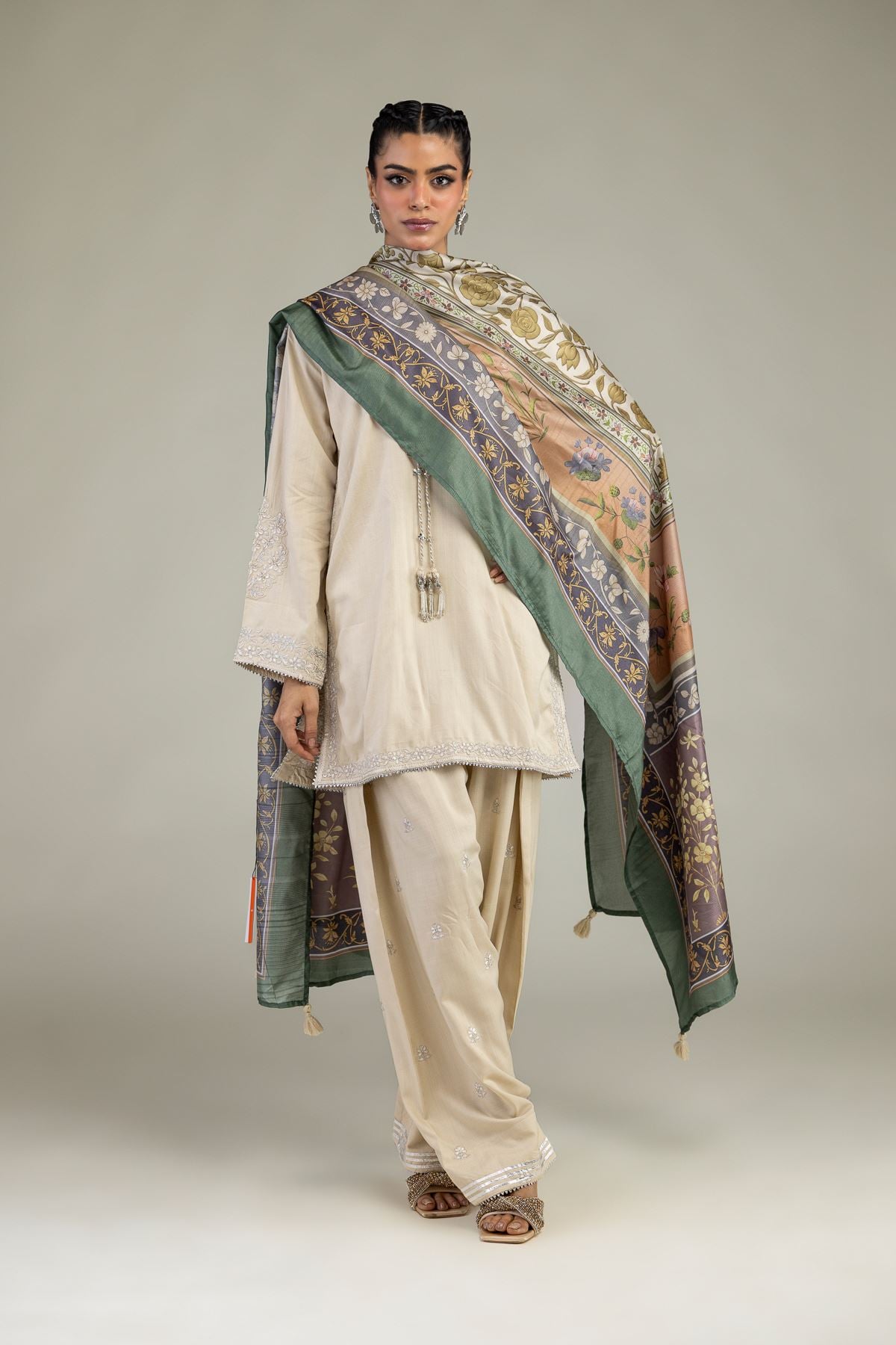 Embroidered Raw Silk Raw Silk Shalwar - 2-26-203-A-F1-VG