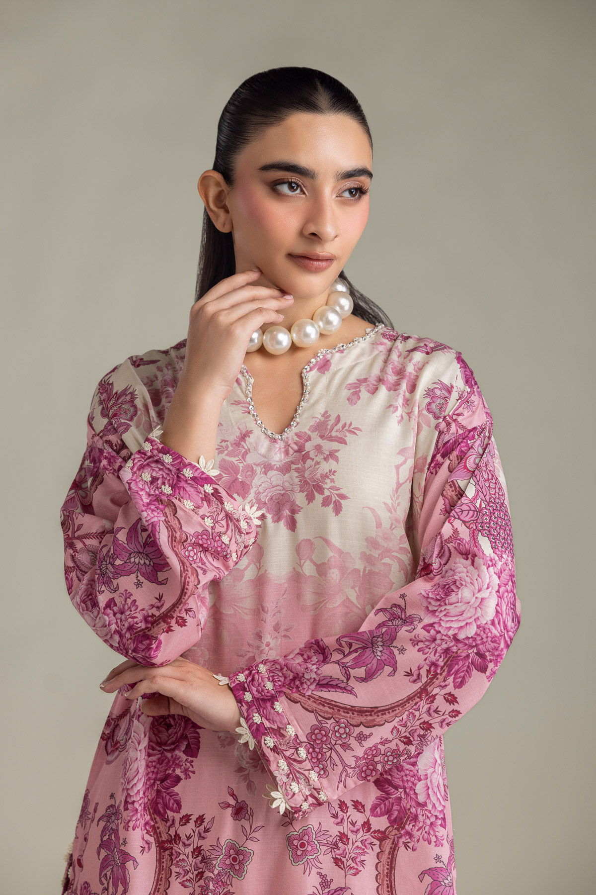 Printed Raw Silk Floral Silk Kurta - 2-26-202-A-D-VG