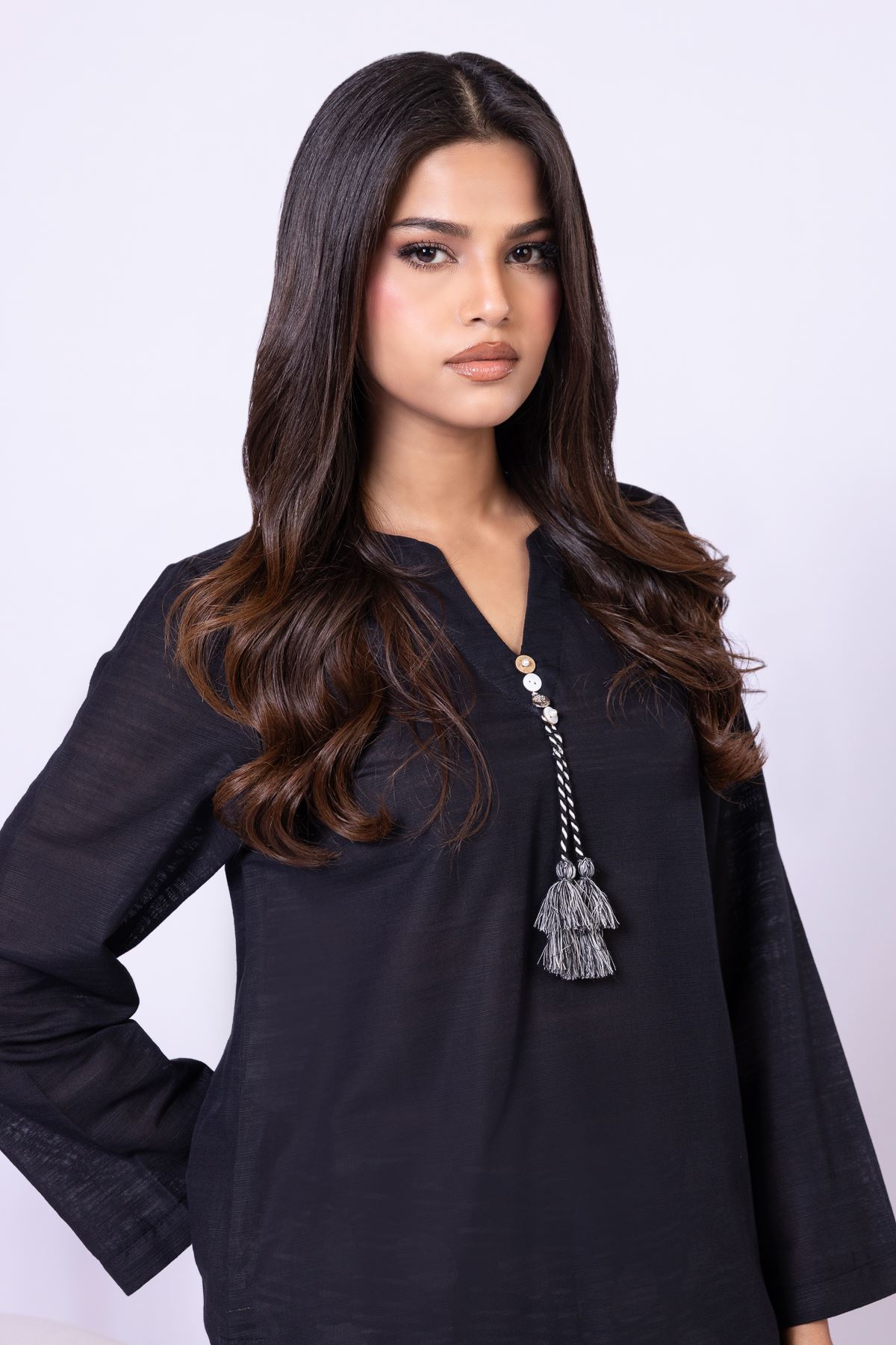 Dyed Textured Cotton Kurta - 25-10-12E6-07TB-VG